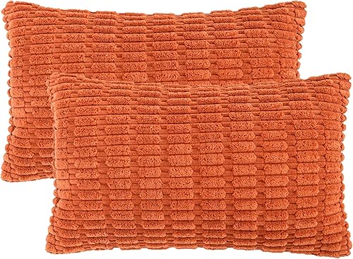Miniatura 7 de Juego de 2 fundas de almohada de pana, 12 x 20 pulgadas, fundas de almohada decorativas de pana rectangular para cama, sofá, silla, automóvil,