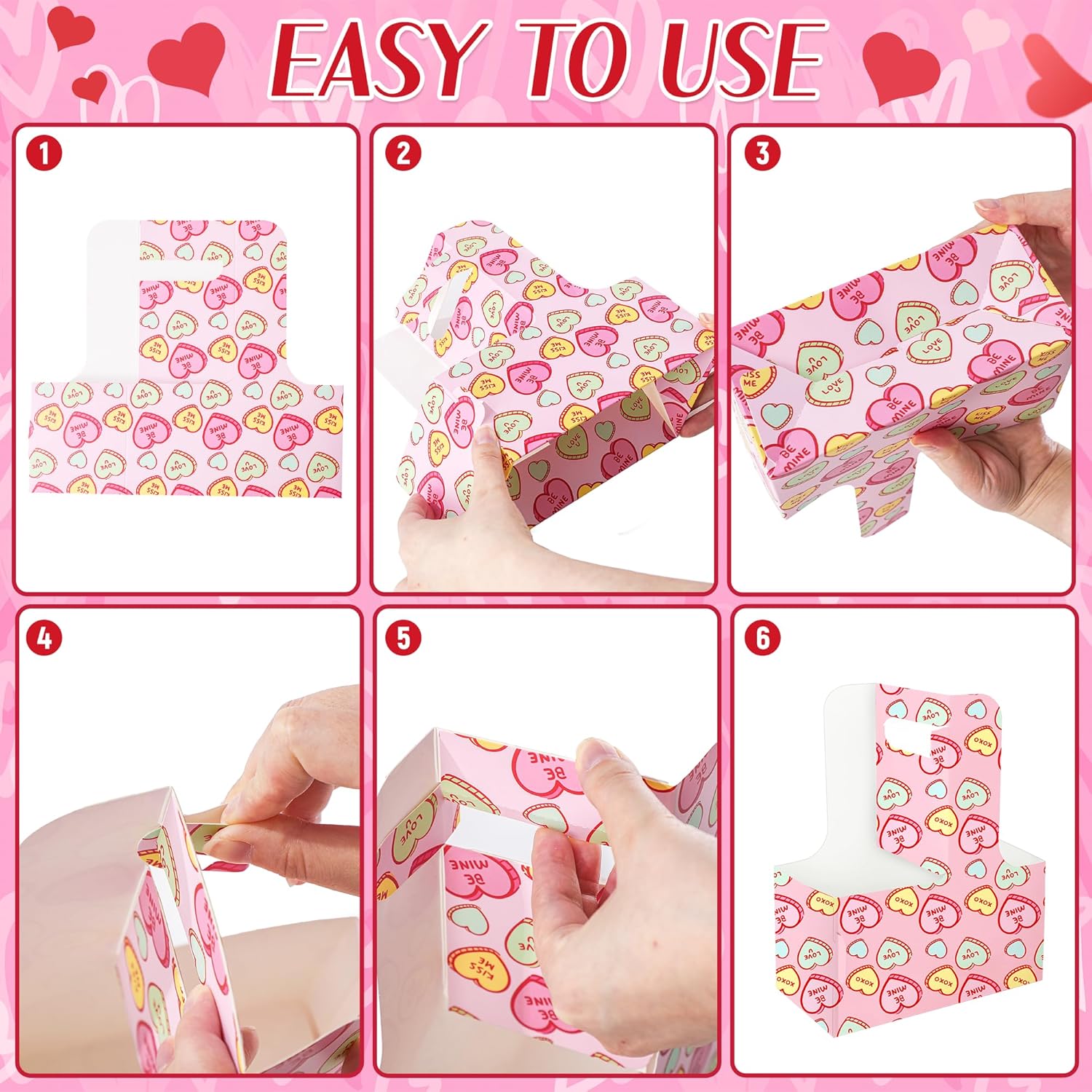 24 Set Valentine's Day 2 Cup Drink Carrier with Handle, 6 Style Heart Portable Cup Holders Floral Gift Bags with Card and Rope, Valentine Mother Teacher's Day Favor for Hot Cold Drinks Coffee(6 Style) - Image 3