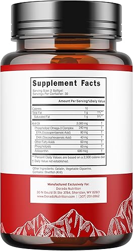 Miniatura 2 de Suplemento de aceite de krill antártico (2000 mg por porción, 60 cápsulas blandas) Aceite de krill Omega 3 suplementos con EPA, DHA y astaxantina,