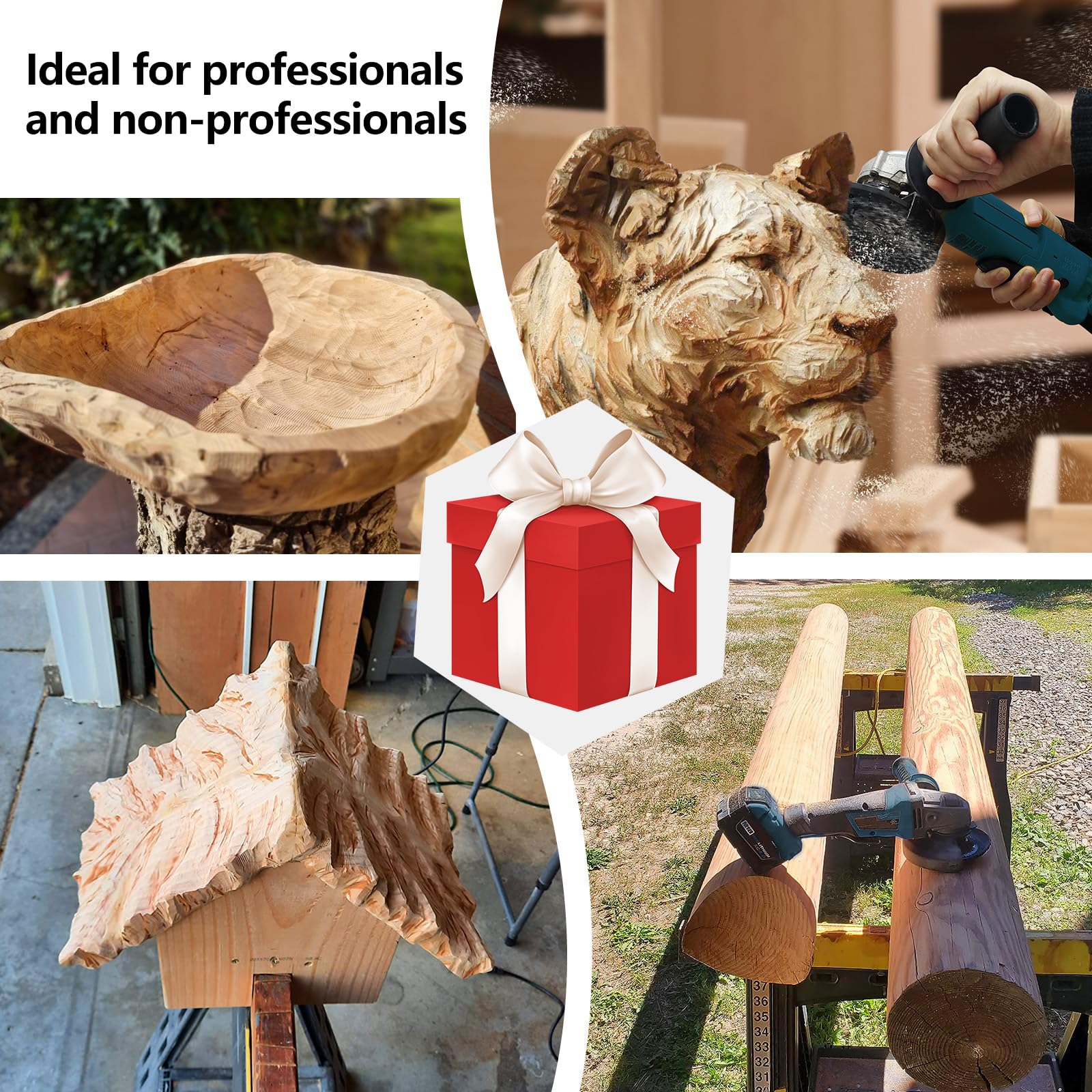 OBA Holz Schleifscheibe für Winkelschleifer 125mm, 3 Stück Holz Schleifen, Baumstumpf Entfernen, Frässcheibe zum Schleifen Schnitzen Formen - Automatisches Kühlloch