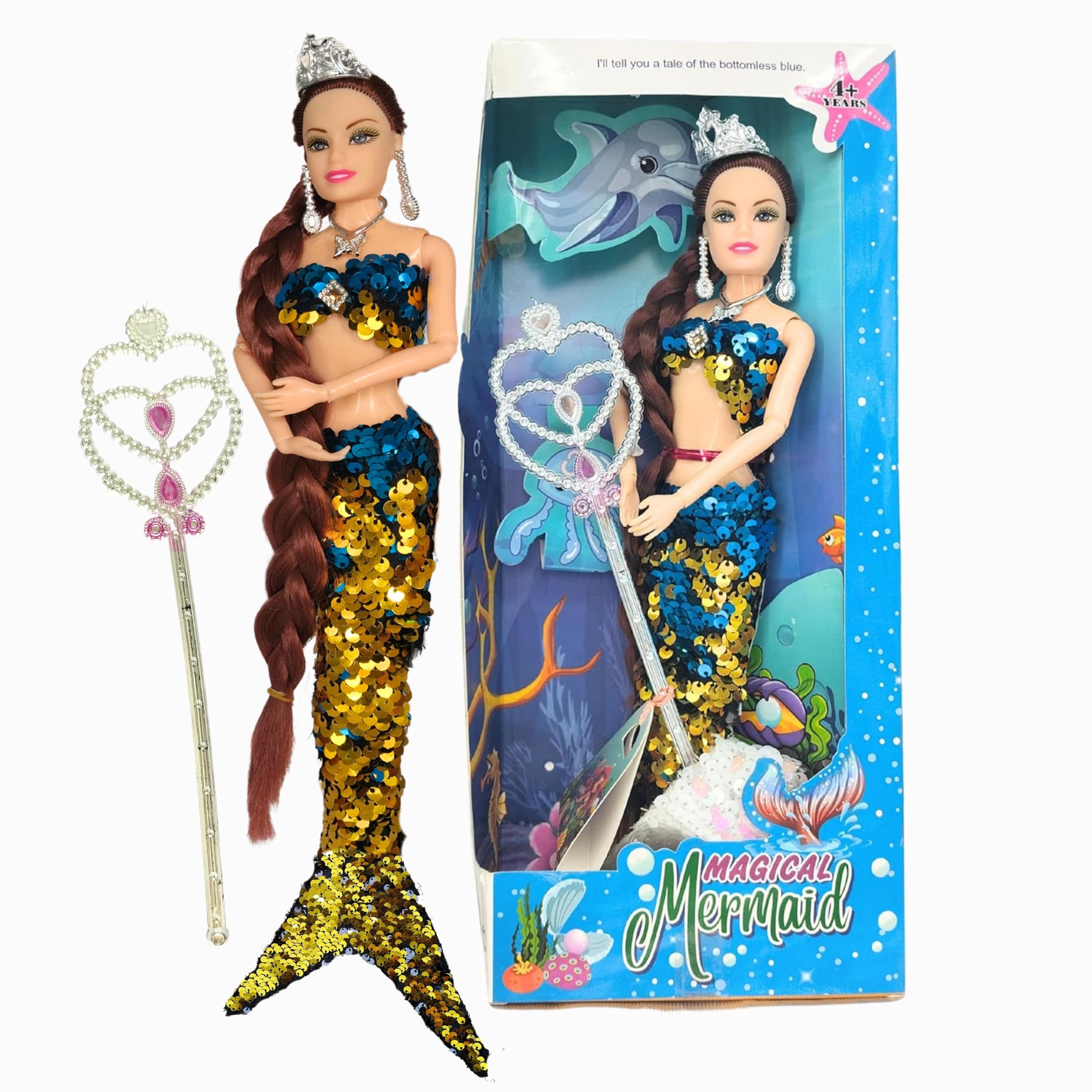 BKDT Marketing Beautiful Magical Doll Toy with Moveable Arms, Legs, Elbow, Hands & Knee for Girls - Doll with Accessoires-Raksha Bandhan Gifts- Mermaid Doll-image-46