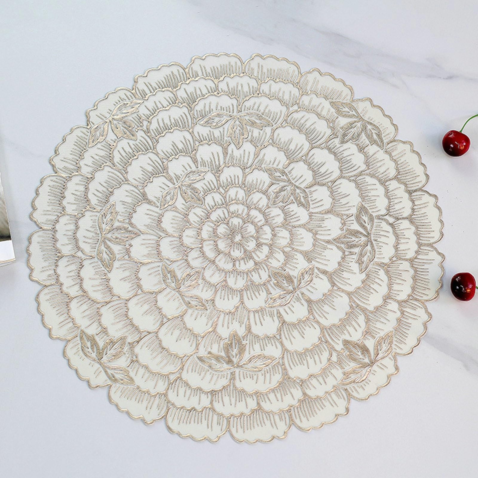 Set de table PVC rond 38 cm lot de 8 à motif floral chic