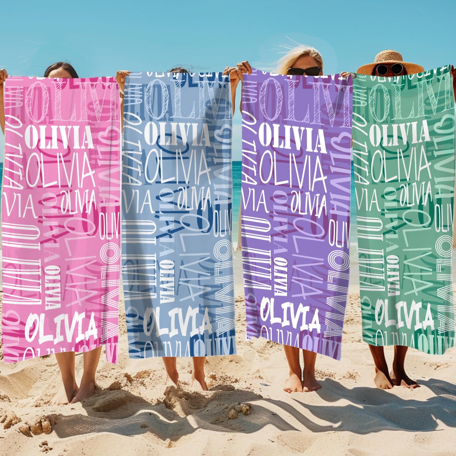 papasgix Personalised Beach Towel Microfiber with Text Sand-free, Quick-drying, Lightweight Bath Towel for Beach Pool Bath Family Gatherings Party Favours