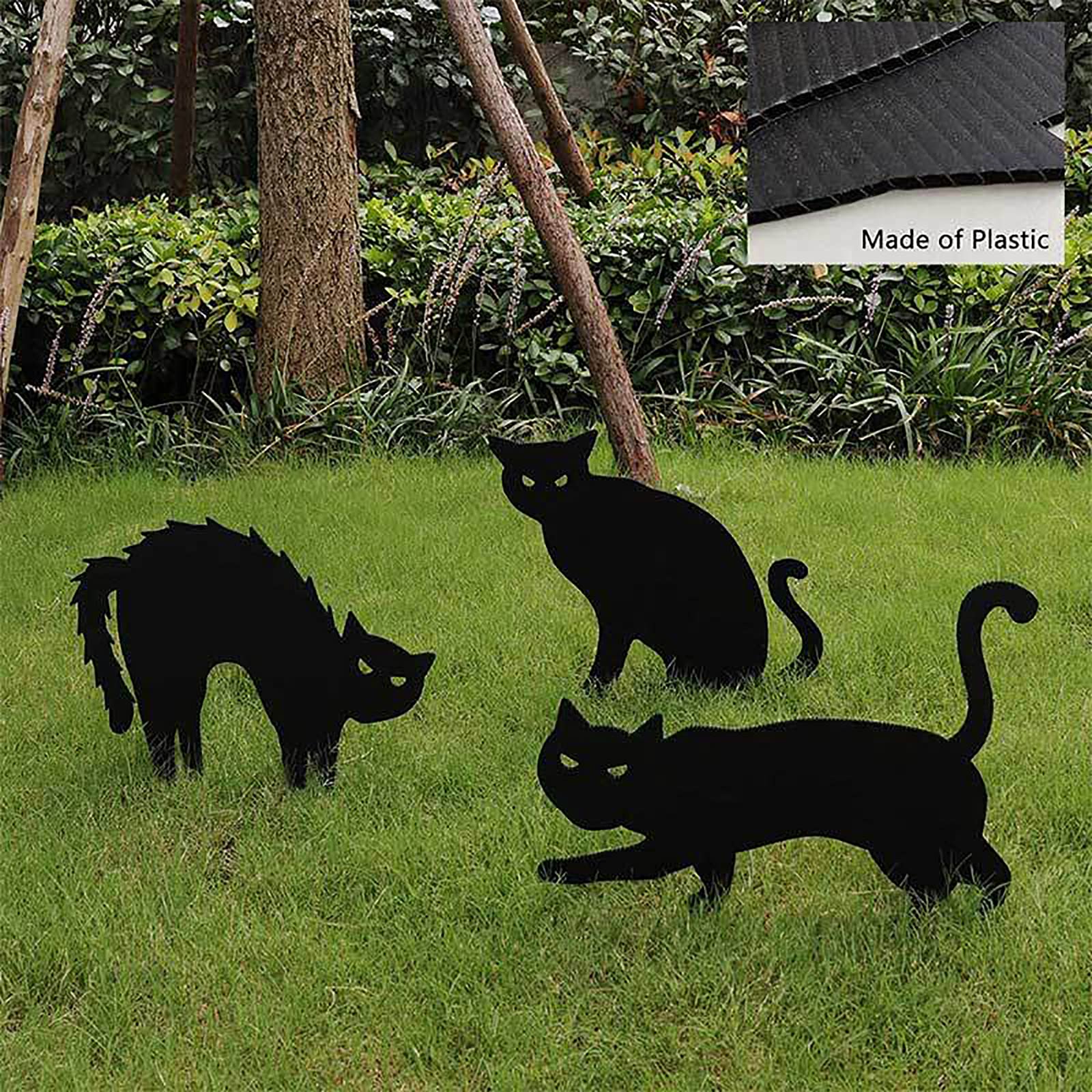 6 Cartelli Da Giardino A Forma Di Gatto Nero - Decorazioni Halloween Con Occhi Luminosi E Paletti, Per Cortile Ed Esterno