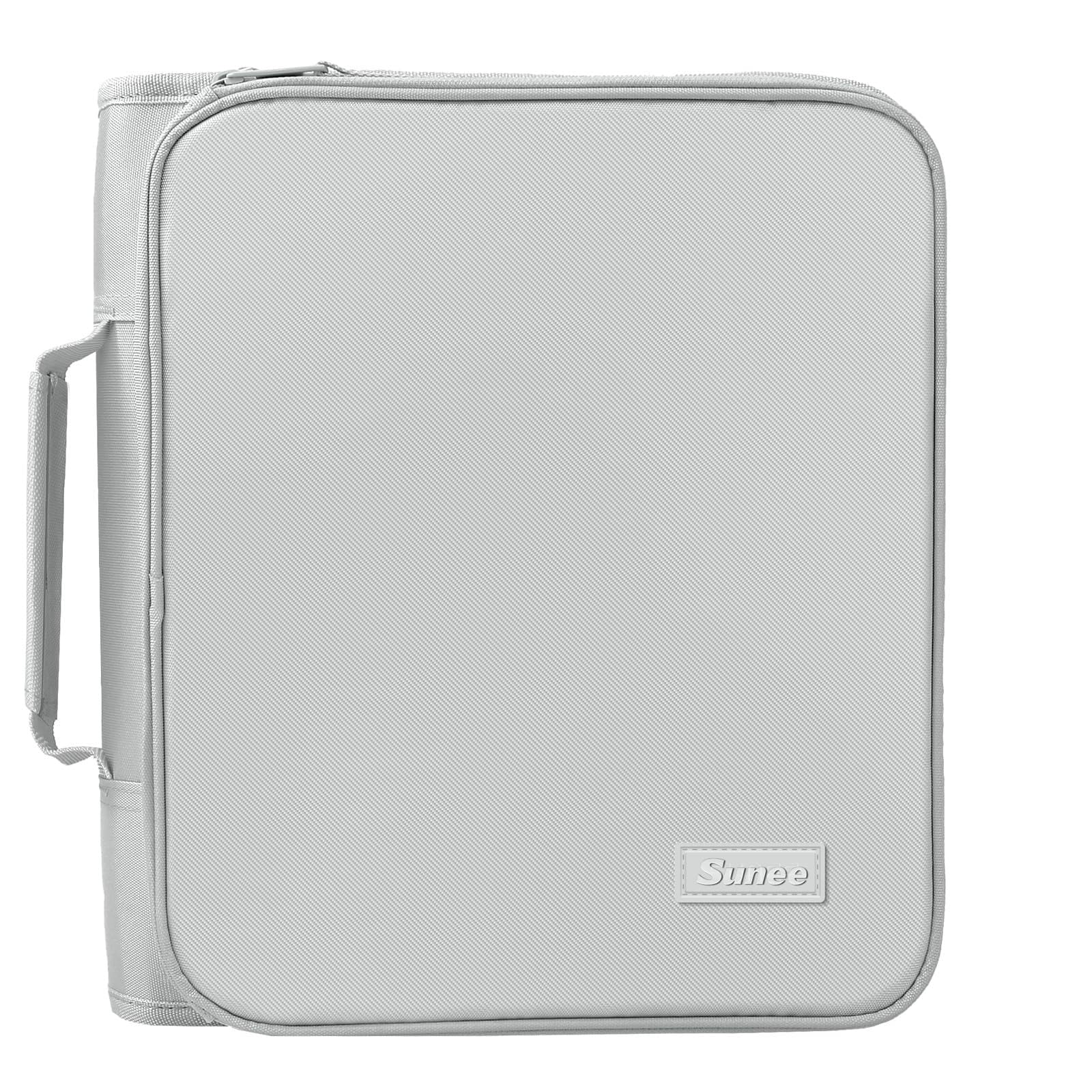 SUNEE Borsa per raccoglitori con cerniera con manico, anello a 3 anelli da 5 cm, capacità di 500 fogli, include tasca con cerniera, cartella portadocumenti espandibile con 5 schede, raccoglitore