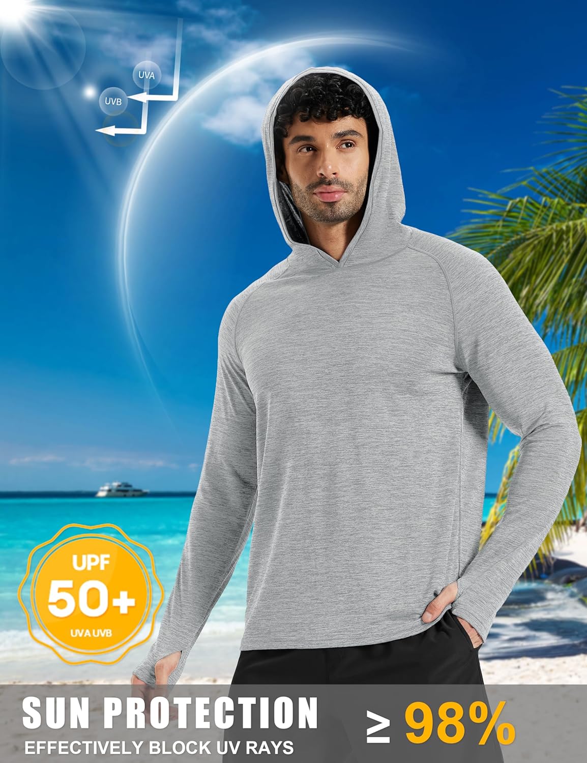 MAGCOMSEN Mens Sun Hoodie Long Sleeve Fishing Shirt Lightweight UPF 50+ Dry Fit Rash Guard for Swimming Workout Athletic - Image 3