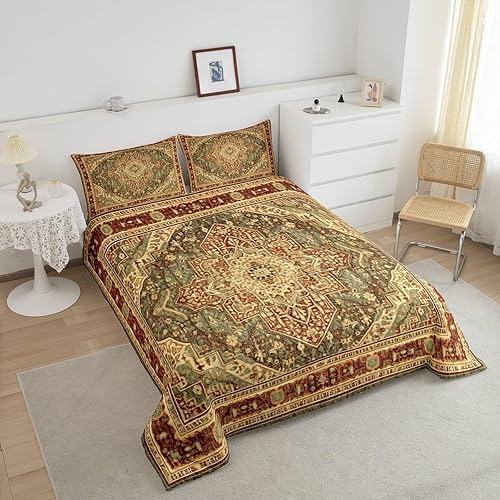 Miniatura 3 de Erosebridal Juego de edredón vintage, tamaño Queen, diseño de medallón floral, juego de ropa de cama persa, mandala tribal, edredón acolchado de