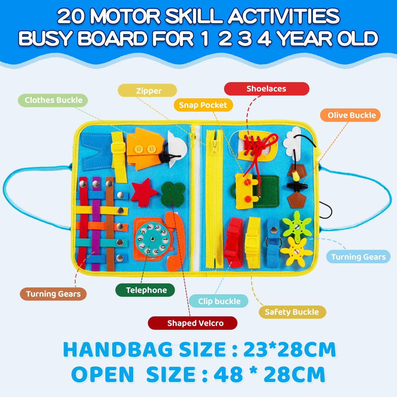 Devolamn Busy Board Montessori Pour Enfants, 5 Couches Planche Montessori, Tableau D'Activités, Apprendre Compétences De Vie Jouet éducatifs Cadeau Pour Enfants Bébé 1-4 Ans (Licorne Rose