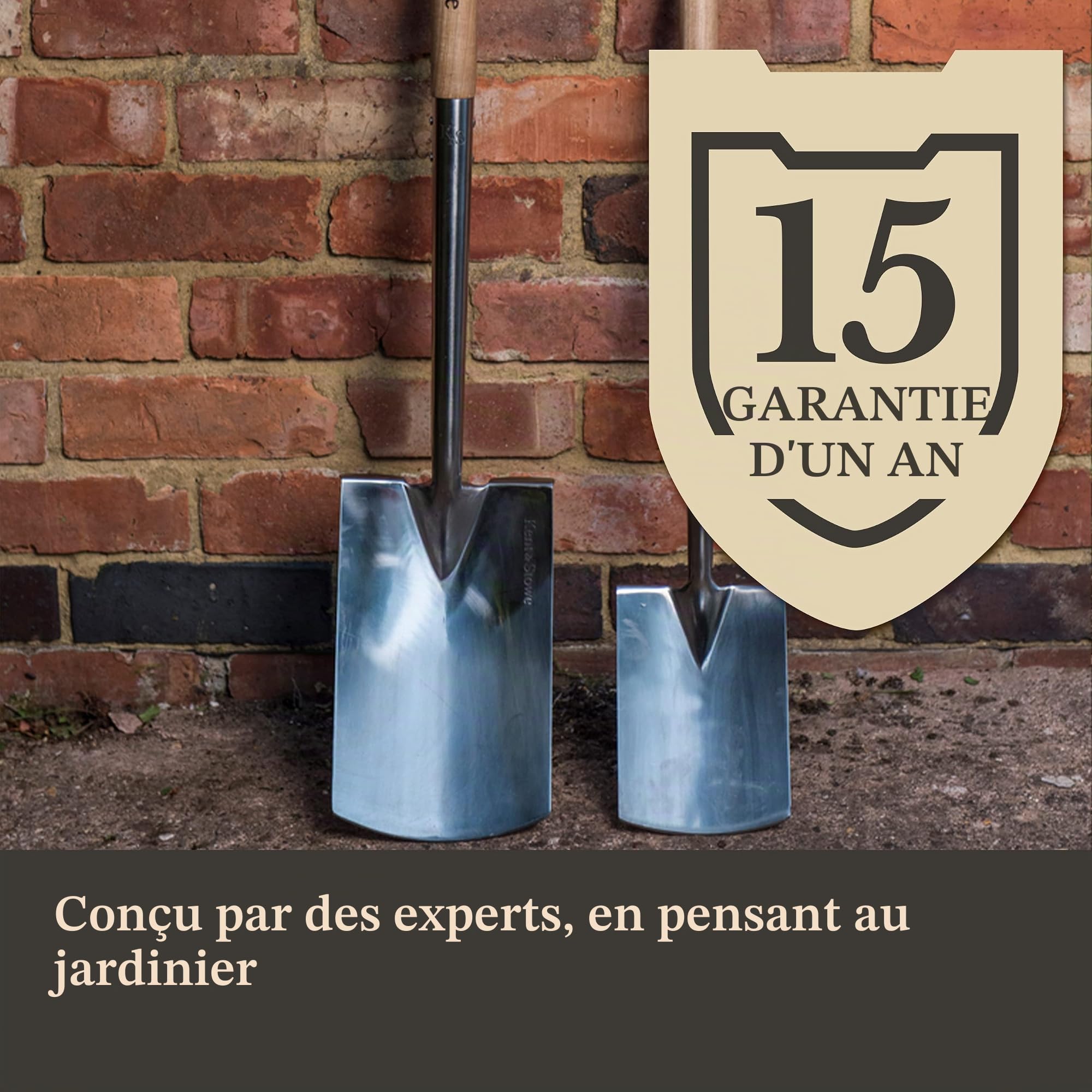 Kent & Stowe Garden Life Bêche en Acier Inoxydable légère et compacte de Style Traditionnel pour Toute l'année en Acier Inoxydable et Bois de frêne