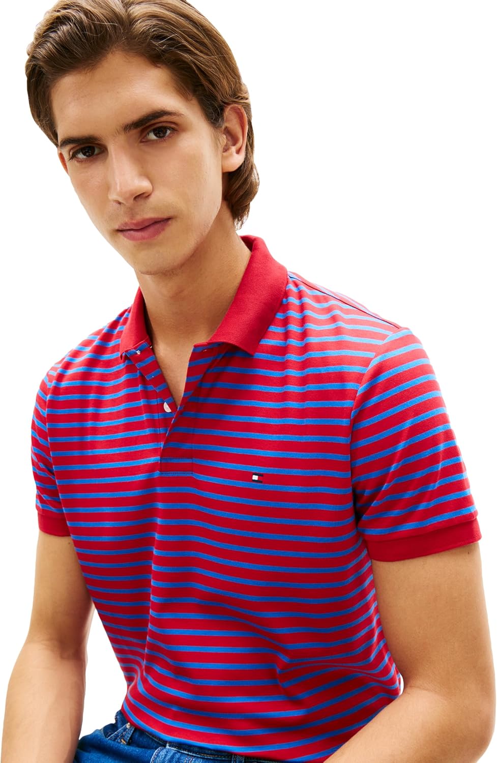 Tommy Hilfiger Mens Short Sleeve Casual Polo Shirts in Regular Fit with Liquid Cotton