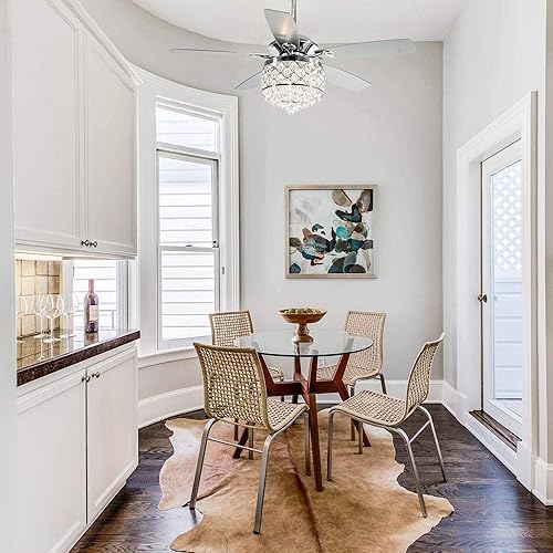 Miniatura 2 de Parrot Uncle Ventiladores de techo con luces y mando a distancia, ventilador de techo moderno de 52 pulgadas con luz para dormitorio, ventiladores