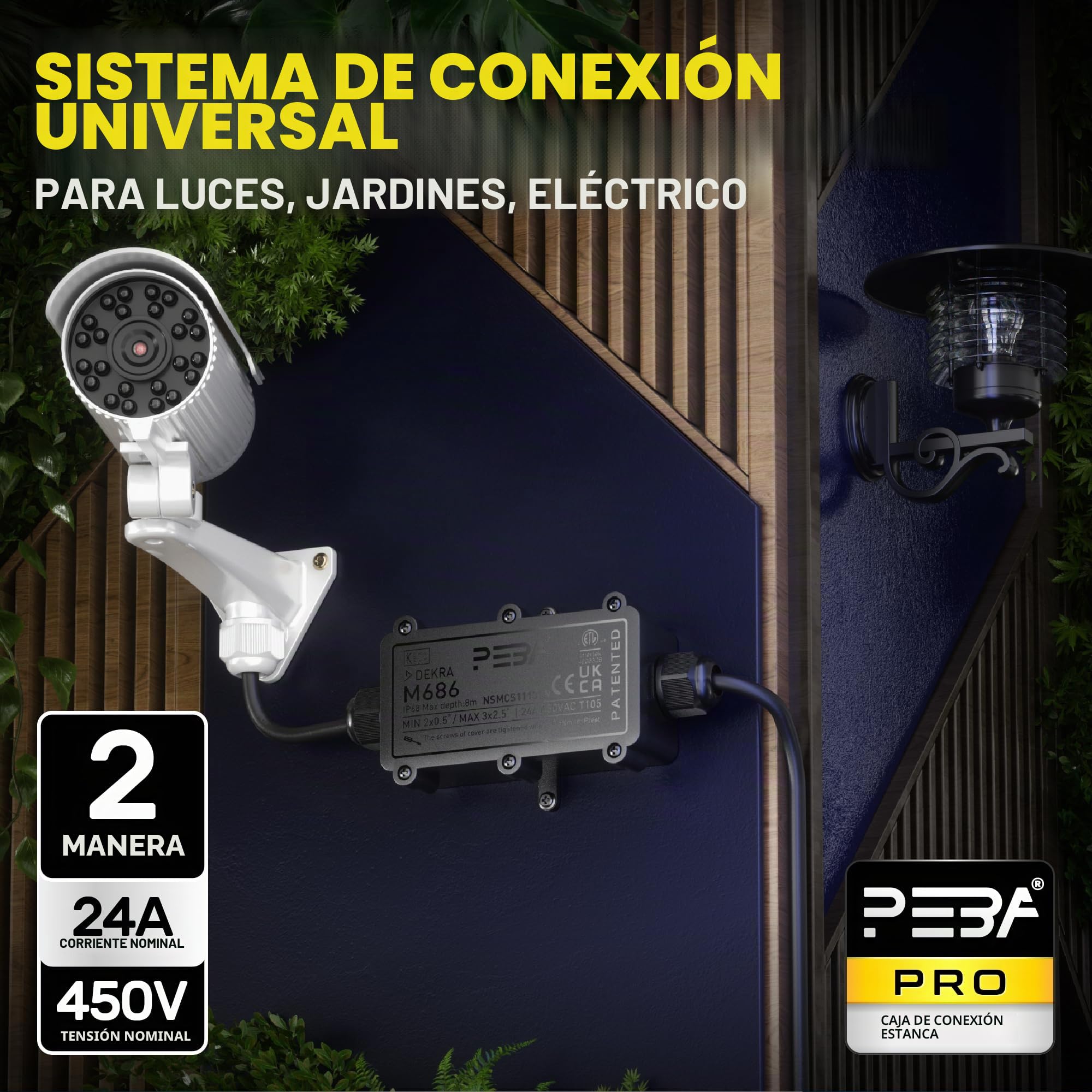 PEBA Cajas de Conexiones Impermeables IP68, Conector de cable estanco, Caja de conexiones de conector de cable Exterior de 2 vías, Apto para cables 4-11 mm caja empalmes exterior Negro