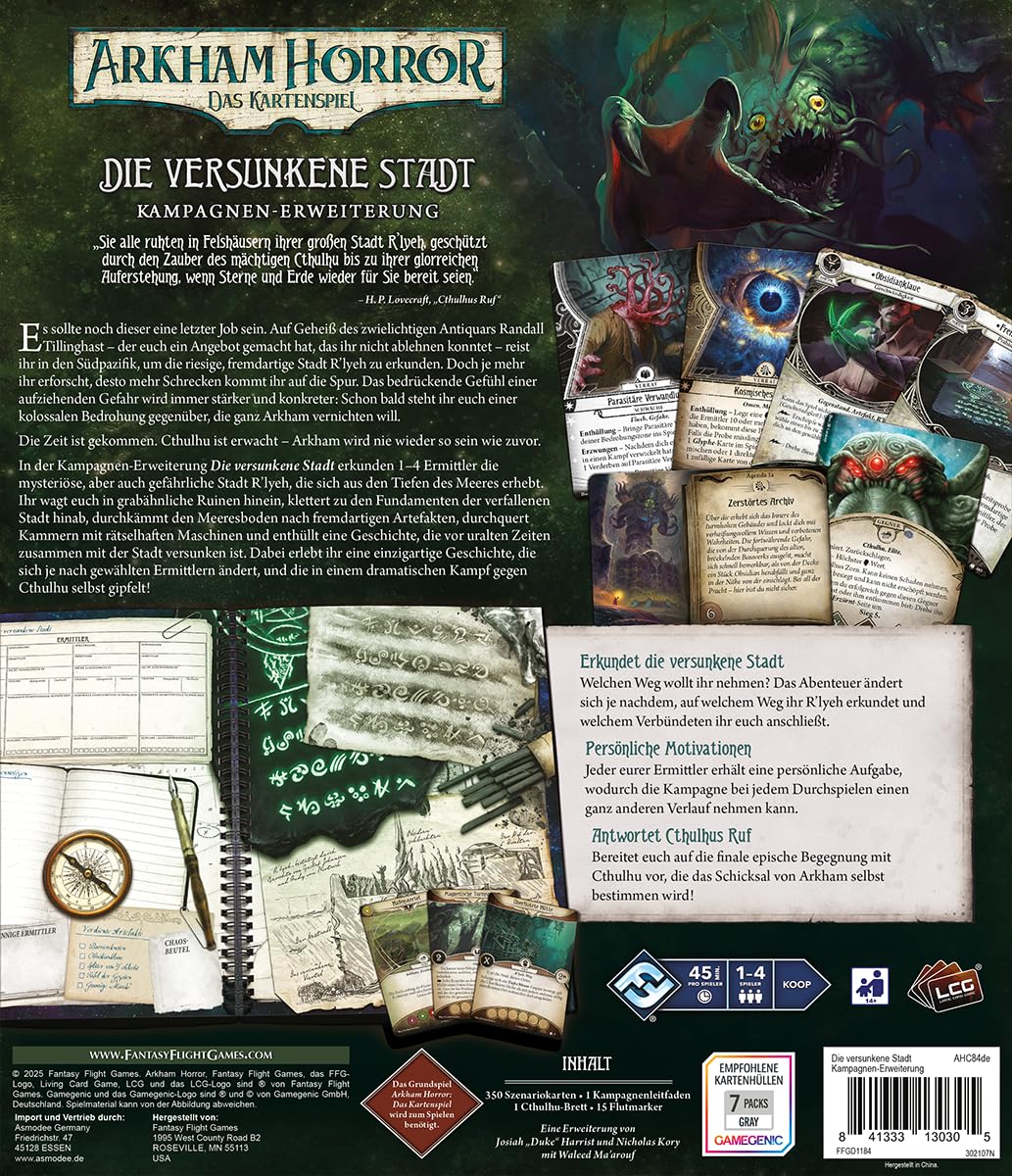 Asmodee, Arkham Horror: Das Kartenspiel – Die versunkene Stadt, Deutsch