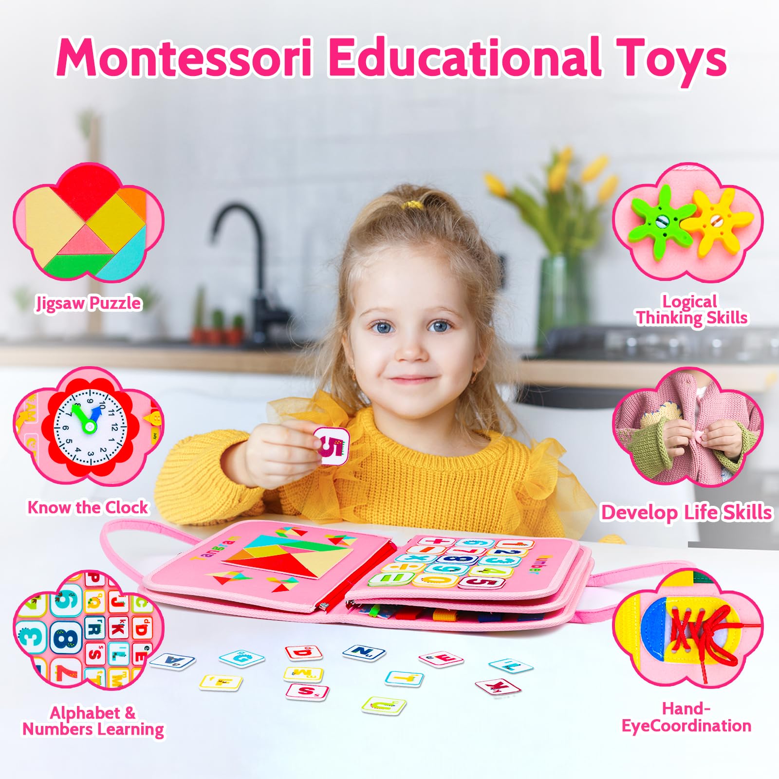Busy Board Montessori - Livre D'activités Sensoriel Pour 1-3 Ans - 20 Jeux éducatifs Sur Thème Forêt - Développement Motricité Fine