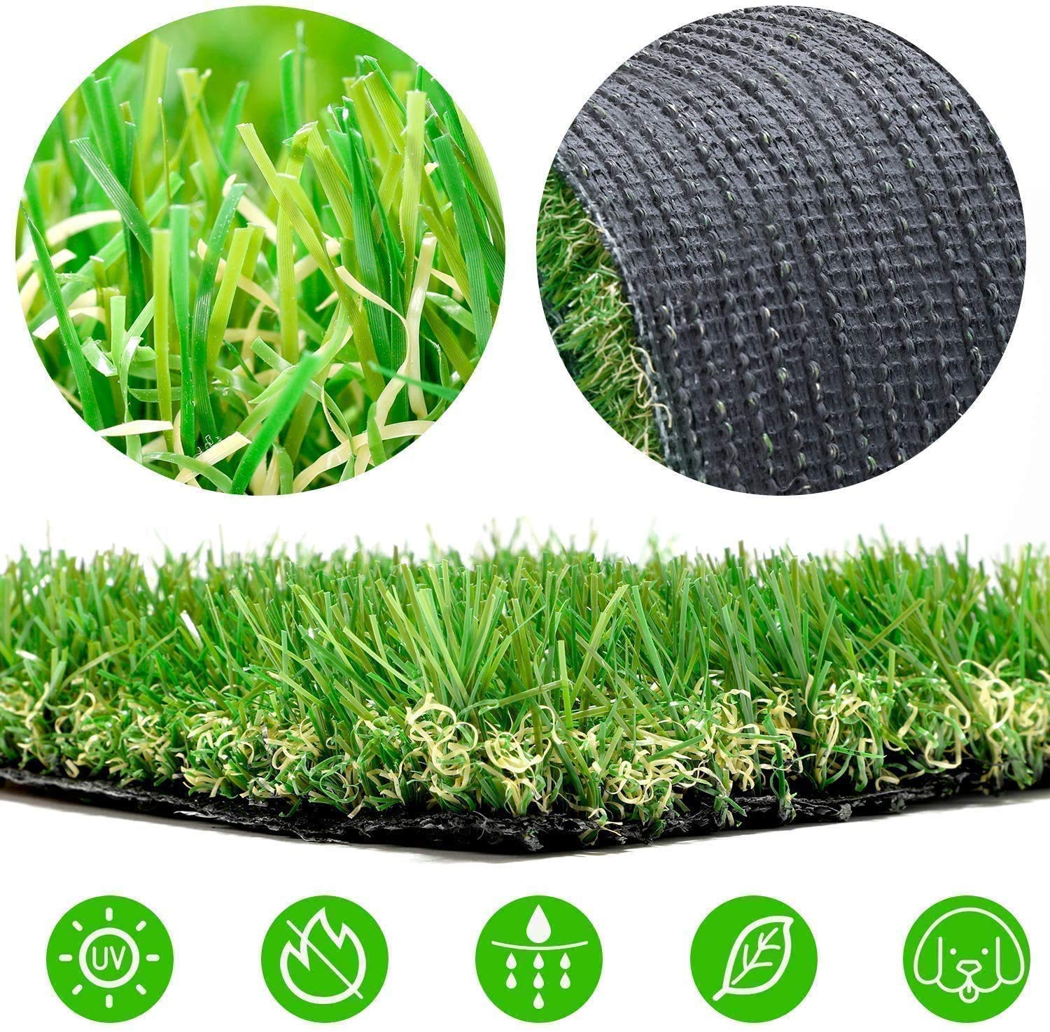 Césped Artificial TORONTO, 18.900 Puntadas, 6.700Dtex, Rollo 2x5m altura 30 mm para Exterior e Interior, Niños y Perros (2x5m de 30mm)
