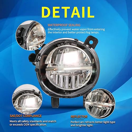 Miniatura 5 de Faros antiniebla LED para BMW Serie 3 F30 F31 F34 328i 328i 328d 330i 330e 335i 340i F22 F23 F32 F33 F36 2012-2020 reemplazo o halógeno a LED con