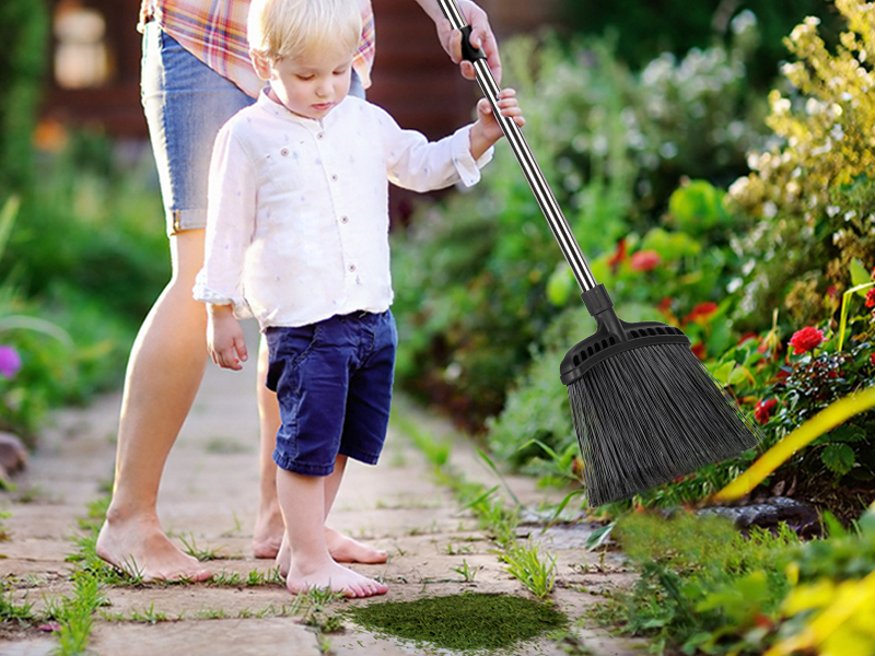 Heavy Duty Broom Outdoor,137 CM Long Handled Yard Sweeping Brush, Stiff Bristles Garden Broom For Home Garage Terrace Lobby Sidewalks Cleaning