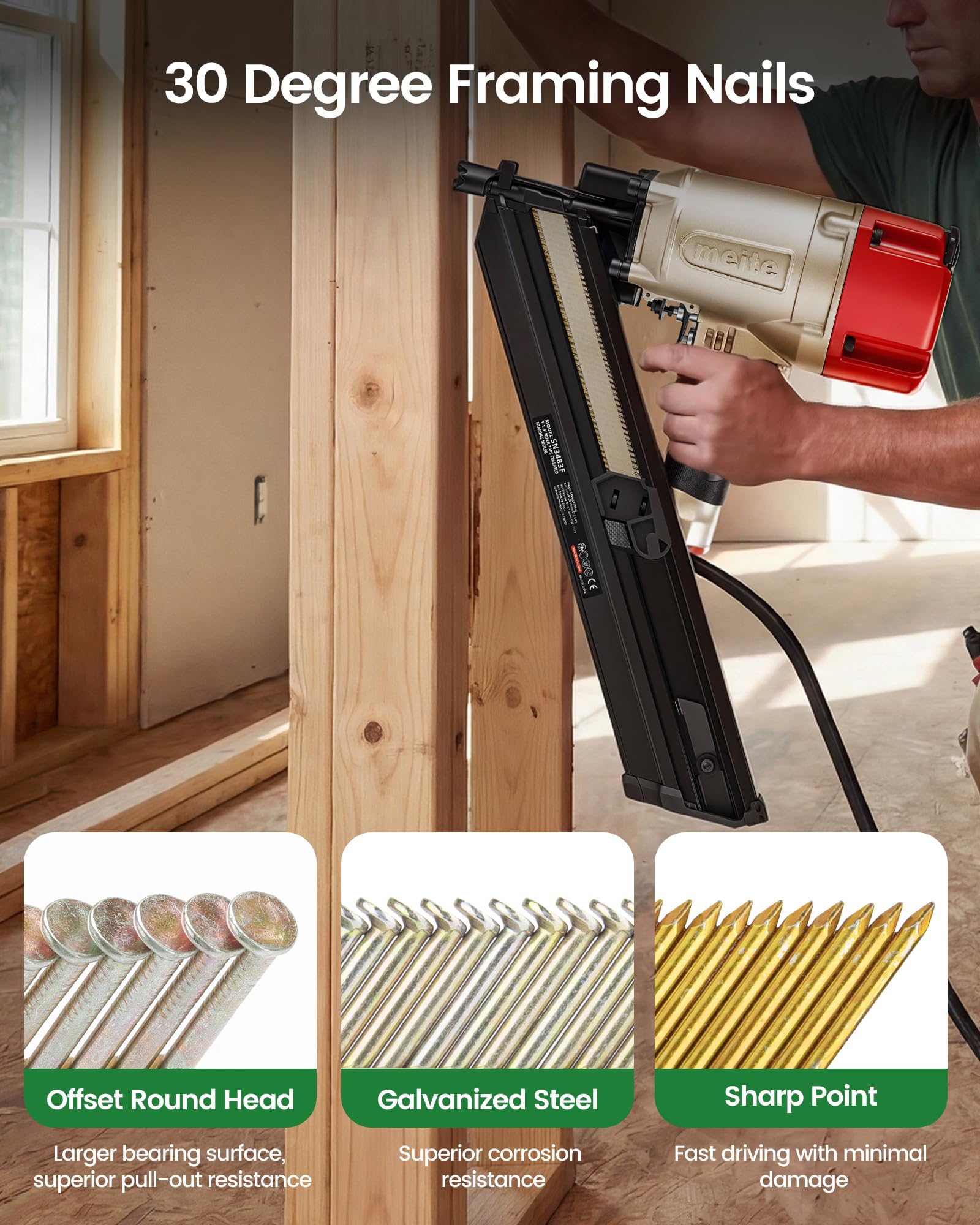 Meite 30 Degree Framing Nails - 2000 PCS -3