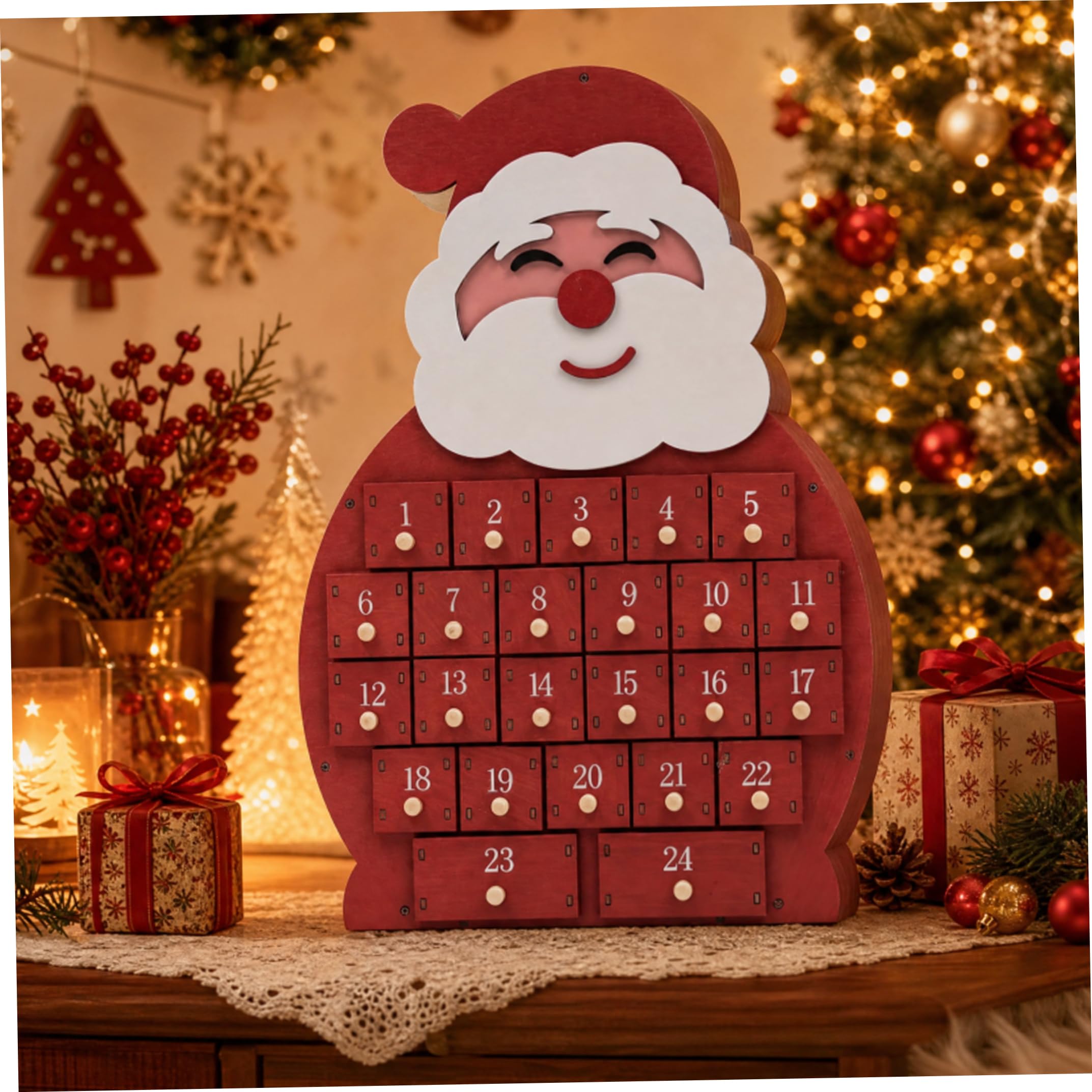 Calendario dell'Avvento vuoto, ornamento natalizio fai da te a 24 griglie, Babbo Natale