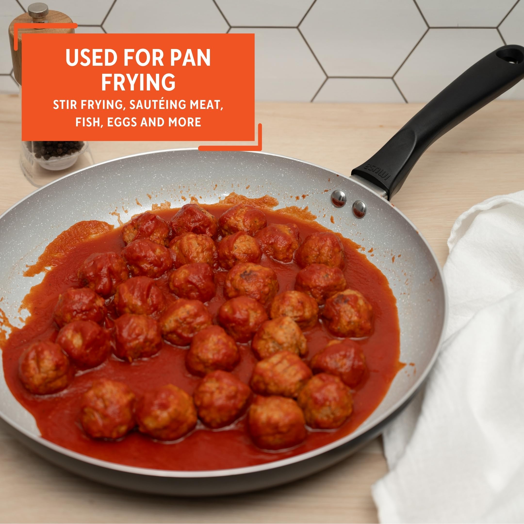 IMUSA 12" Speckled Gray Ceramic Fry Pan -6