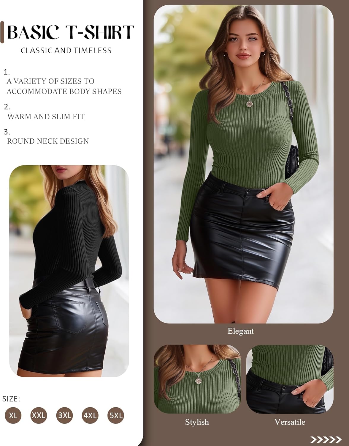 3 Pack Plus Size Thermal Shirts for Women Long Sleeve Ribbed Knit Underwear Tops Base Layer Tee - Image 3