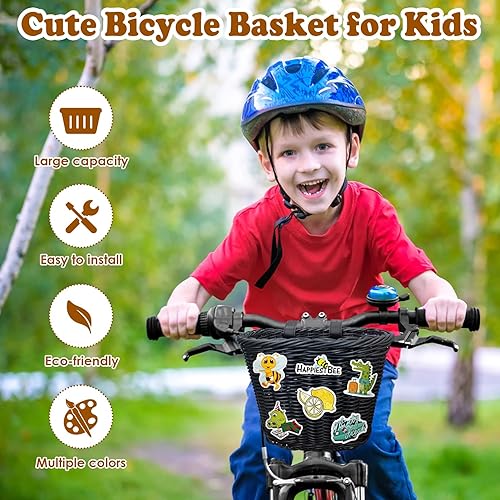 Miniatura 6 de Mini cesta tejida para niños, cesta de bicicleta para manillar de bicicleta para niña y niño para scooter