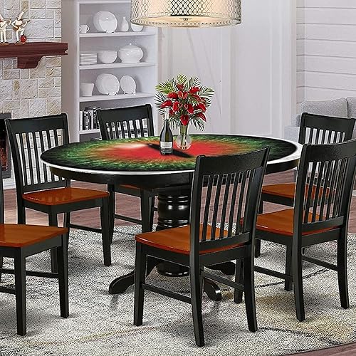 Miniatura 9 de Mantel ajustable ovalado de poliéster elástico a cuadros rojos, diseño de tartán de cultura occidental europea y vintage, se adapta a mesas ovaladas