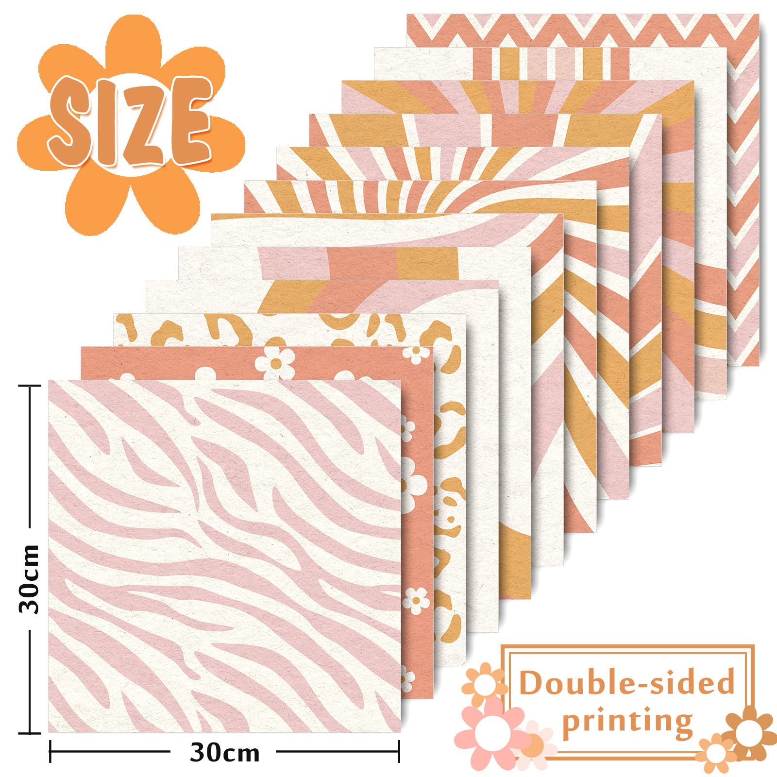 Lot De 24 Feuilles De Papier Décoratif Double Face Pour La