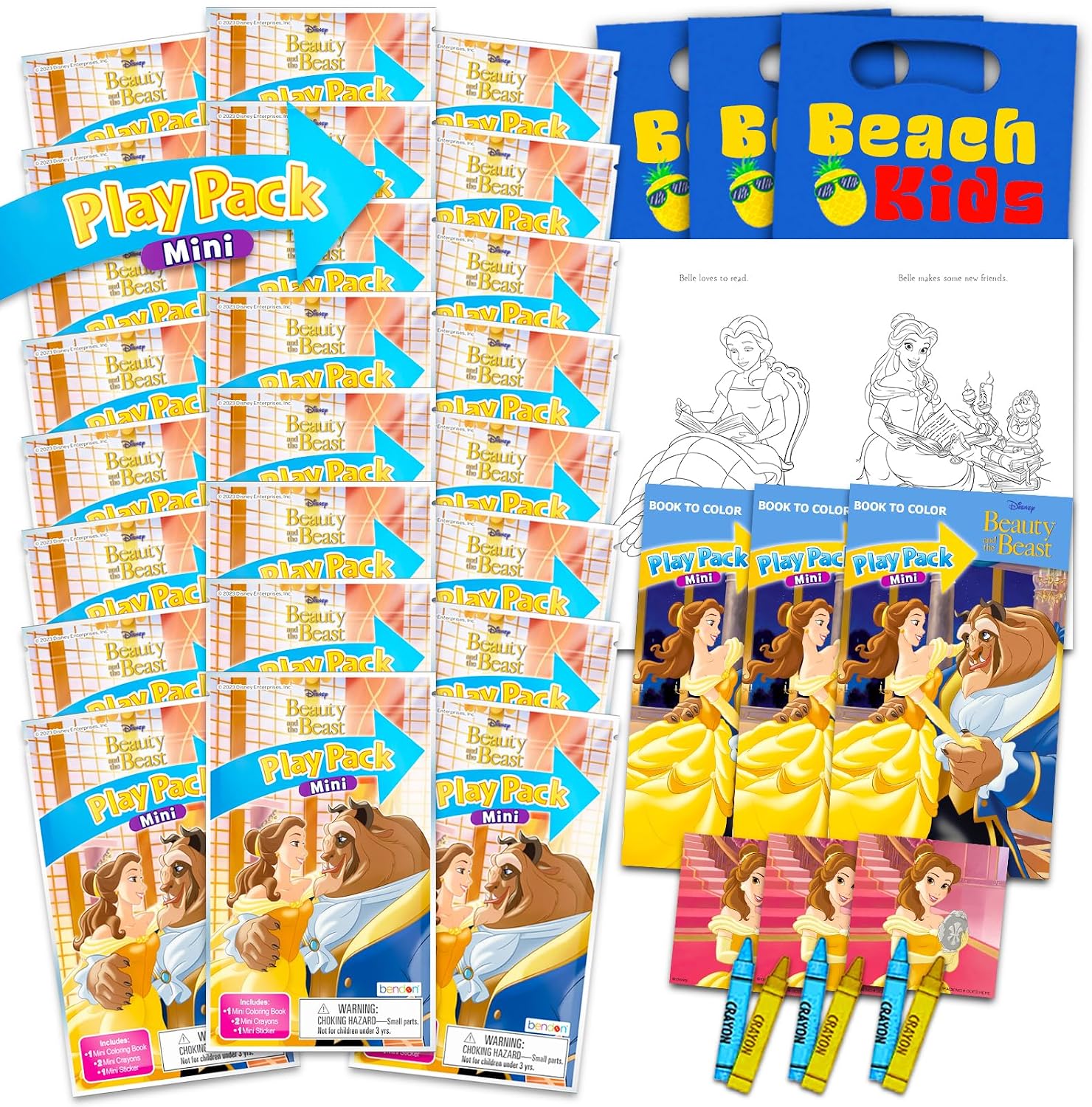 Beauty and the Beast Party Favors for Kids Bundle - 24 Mini Activity Packs