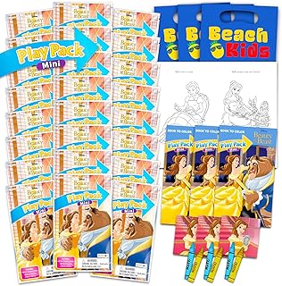 Disney Beauty and the Beast Birthday Party Favors Set - Bundle with 24 Beauty and the Beast Play Packs | Mini Coloring Books, Stickers, and More for Goodie Bags (Princess Belle Party Supplies)