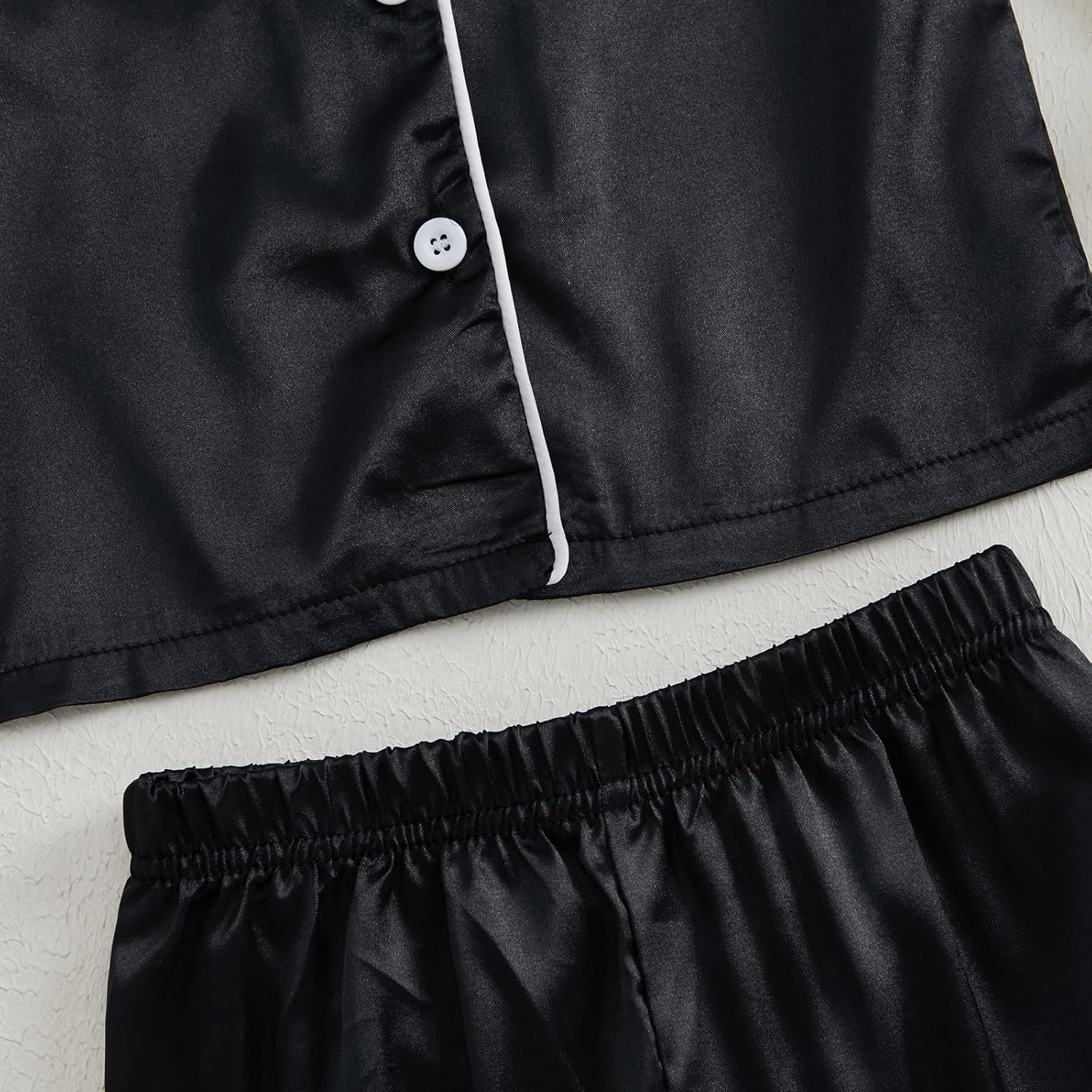 Toddler Baby Girl Satin Pajamas Set Fuzzy Trim Button Down Sleep Shirt Top Pants Bottoms Sleepwear Loungewear Set - Image 6