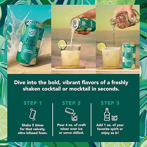 Miniatura 5 de Island Oasis - Mezclador artesanal de Margarita infundido con Nitro, 8.4 fl oz, paquete de 4, Mocktail de sabor natural y mezclador sin alcohol