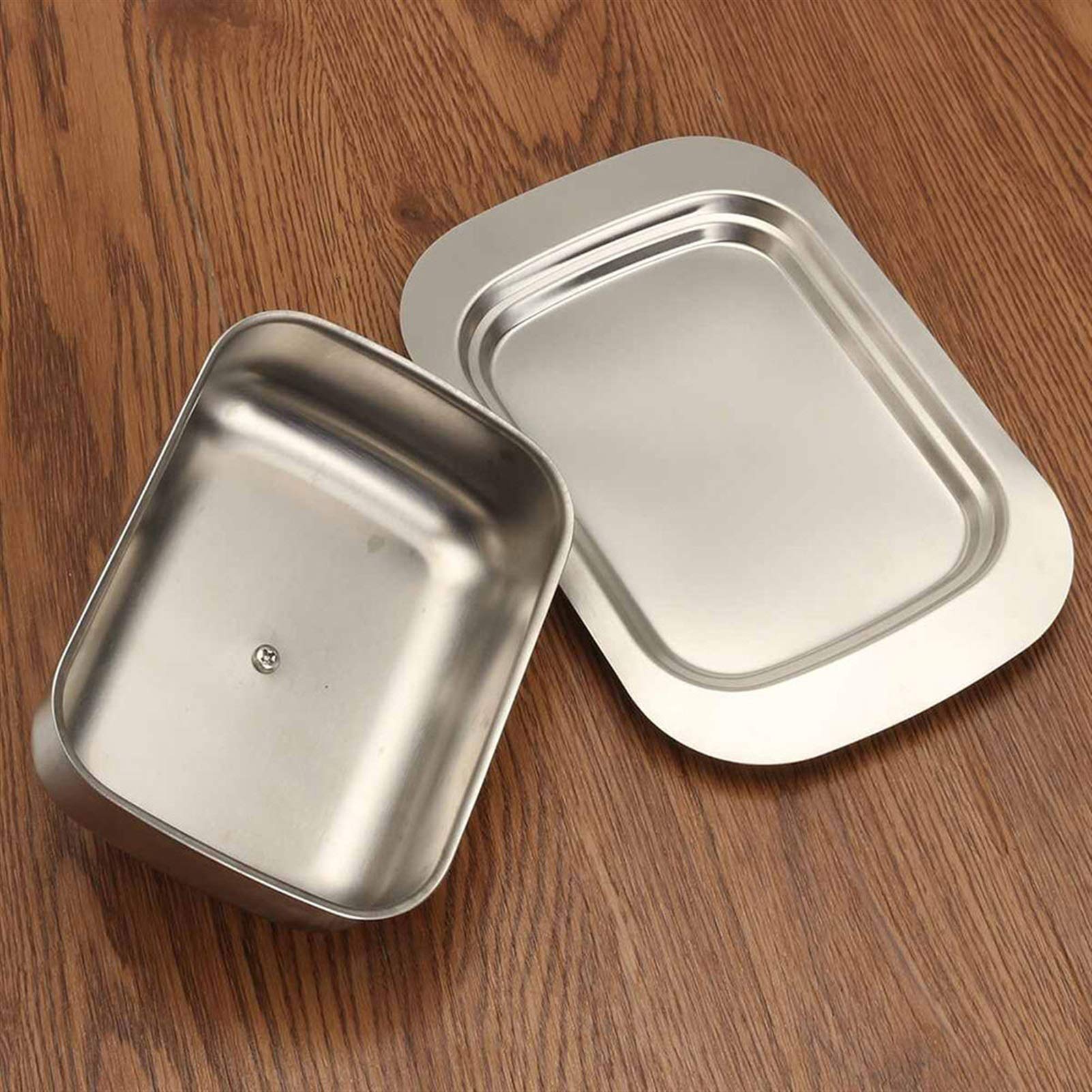 Burriere Scatola di burro in acciaio inox - Piatto di burro classico con coperchio Scatola di burro semplice - Snack Vassoio Casella di formaggio Casella di manutenzione di fresco Casella Cucina Forni