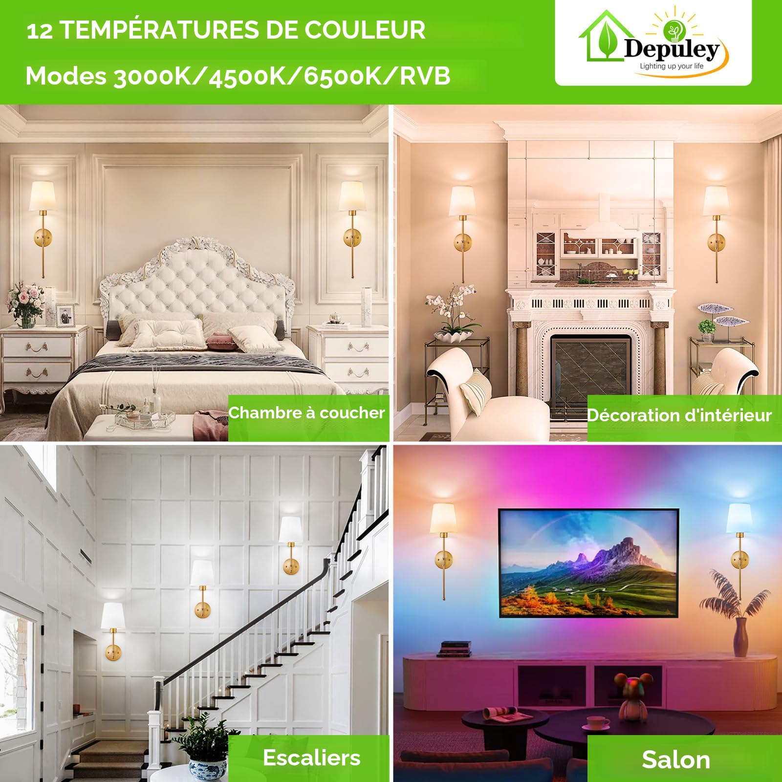 Lot De 2 Appliques Murales à Piles : 6000 MAh Sans Fil Rechargeable Avec Télécommande, 4 CCT à Intensité Variable Pour Chambre à Coucher, Salon, Couloir, Salle De Bain (noir