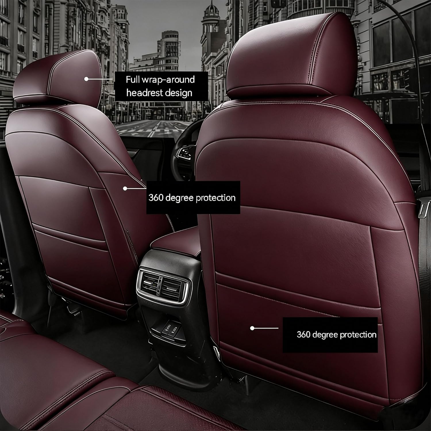 Custom Fit CRV Seat Covers for Select Honda CRV 2017 2018 2019 2020 2021 2022 - Full Set,Leather (Burgundy)