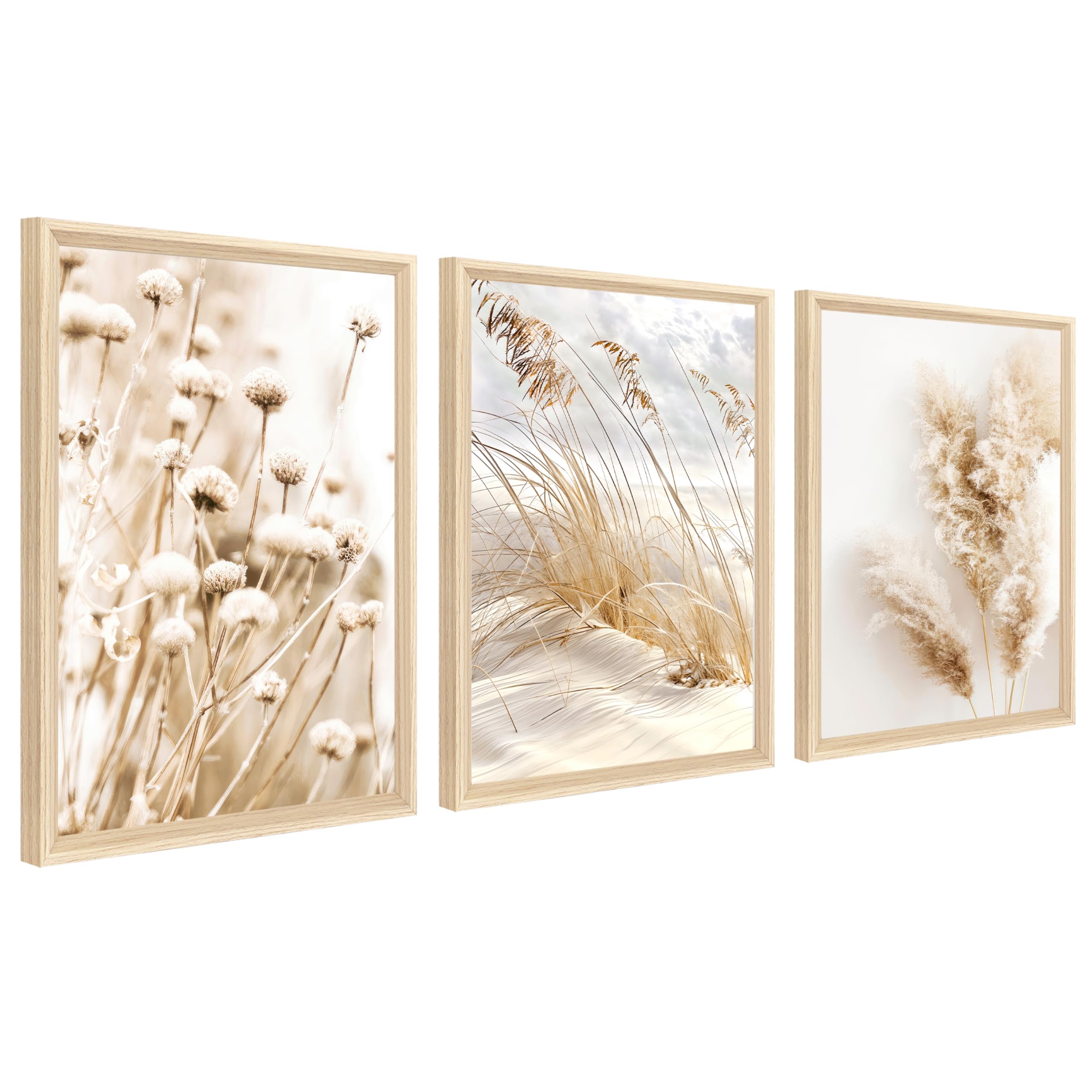 3Pcs Wooden Framed Boho Canvas Wall Art Orange Abstract Leaves And Sun Painting Canvas Prints Nordic Minimalist Geometric Picture for Living Room Bedroom Hallway Home Wall Decor 120x60cm(16"x24"x3pcs) — view 40