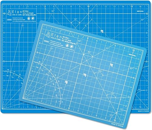 Vista 32 de Elan Tapete de corte A4 azul, tapete de corte autorreparable de 9 x 12 pulgadas, tabla de manualidades de 5 capas azul, tabla de pasatiempos