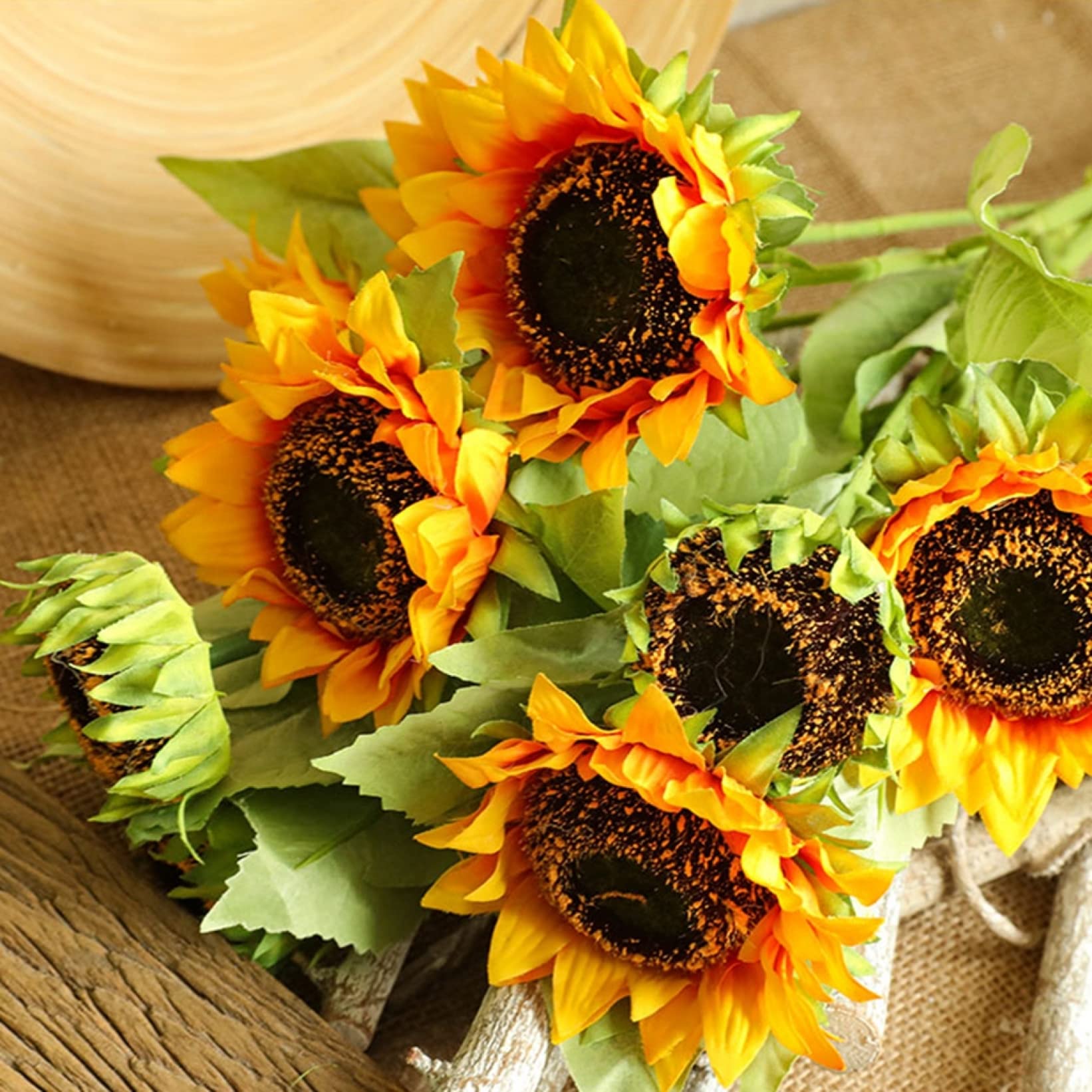 Amazon｜造花 ひまわり 向日葵 2本 花瓶無し 枯れない花 花束 ブーケ