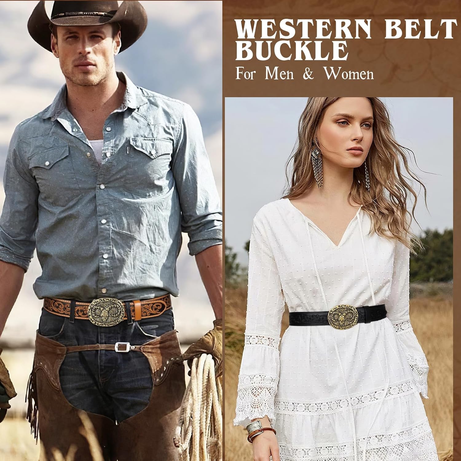 BELTROAD Western Belt Buckles for Men Women Cowboy Rodeo Cowgirl Western Party Mens Replacement Novelty Belt Buckle Gifts - Image 3