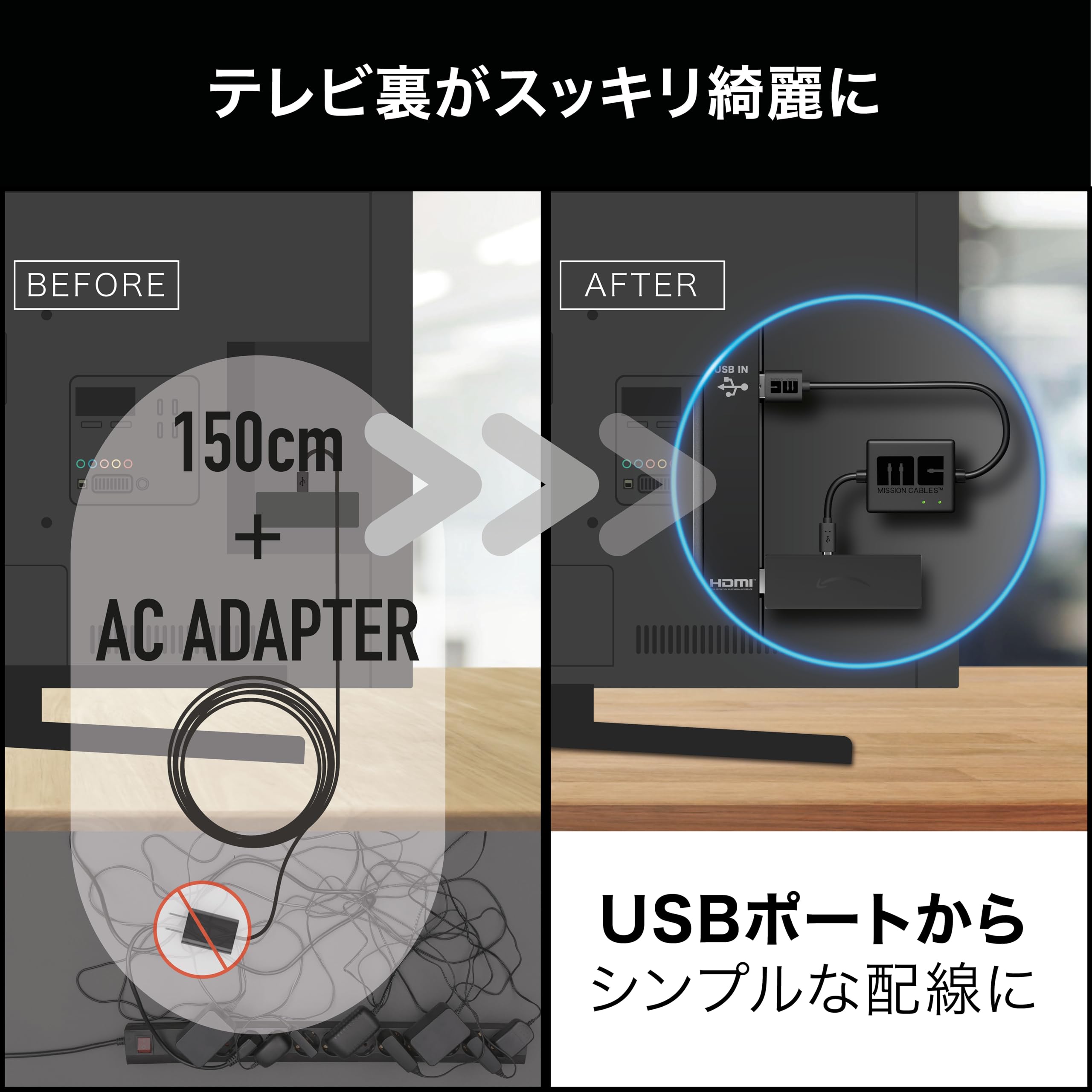 Amazon | Fire TV Stick 専用 本体なし Mission Cables USBポートから