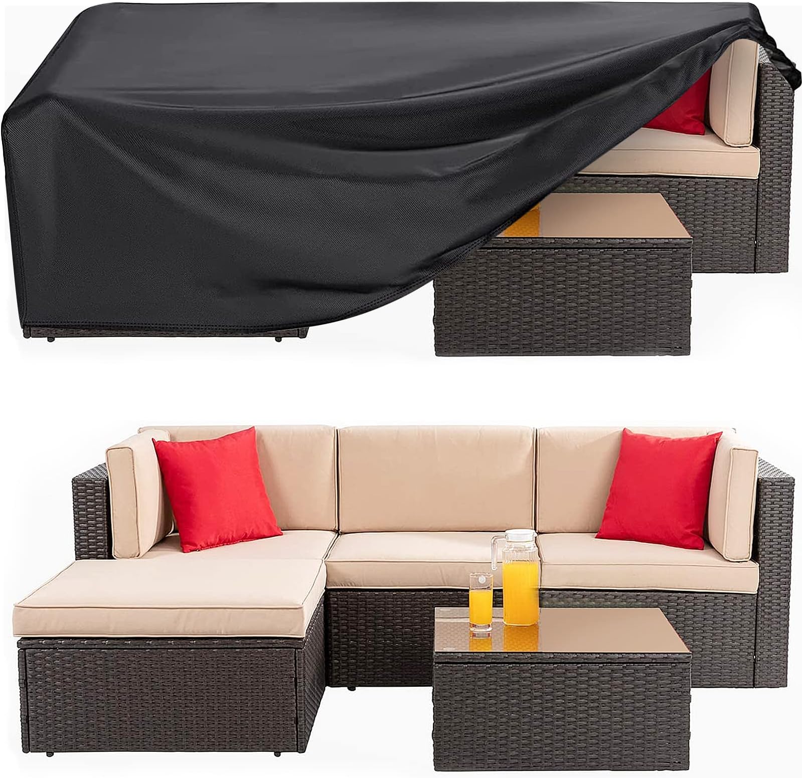 Outdoor Furniture Covers for Patio Furniture, Table Cover 90"L X 60"W X 28"H Patio Covers for Outdoor Furniture 420D Oxford Anti-UV Waterproof, Windproof for Patio, Lawn and Garden