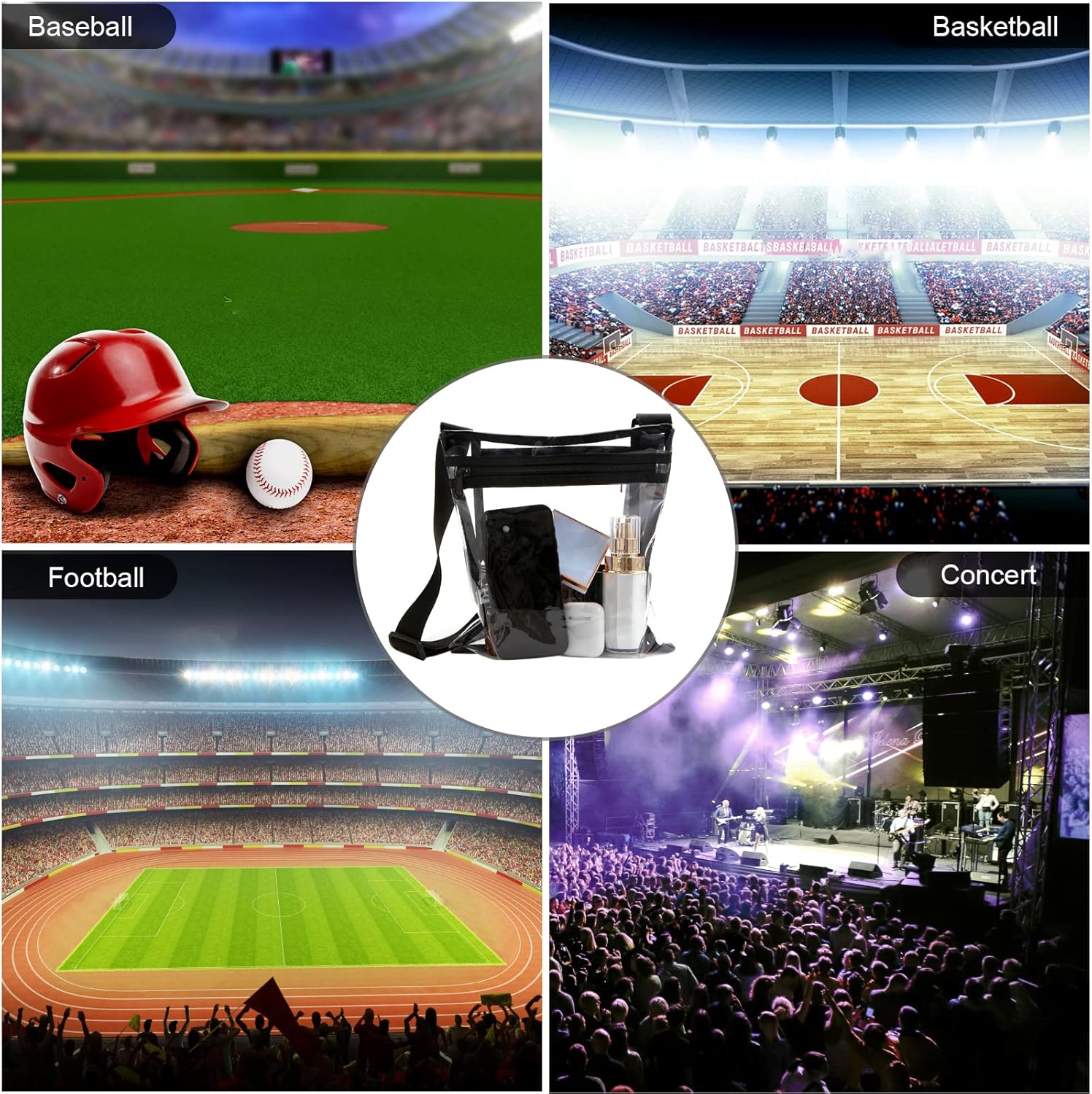 Clear Purse Bags For Women,Clear Concert Bag,Clear Crossbody Purse,Clear Crossbody Bag Stadium Approved With Inner Pocket And Adjustable Straps,TPU Clear Bag For Sports Concerts : Sports & Outdoors