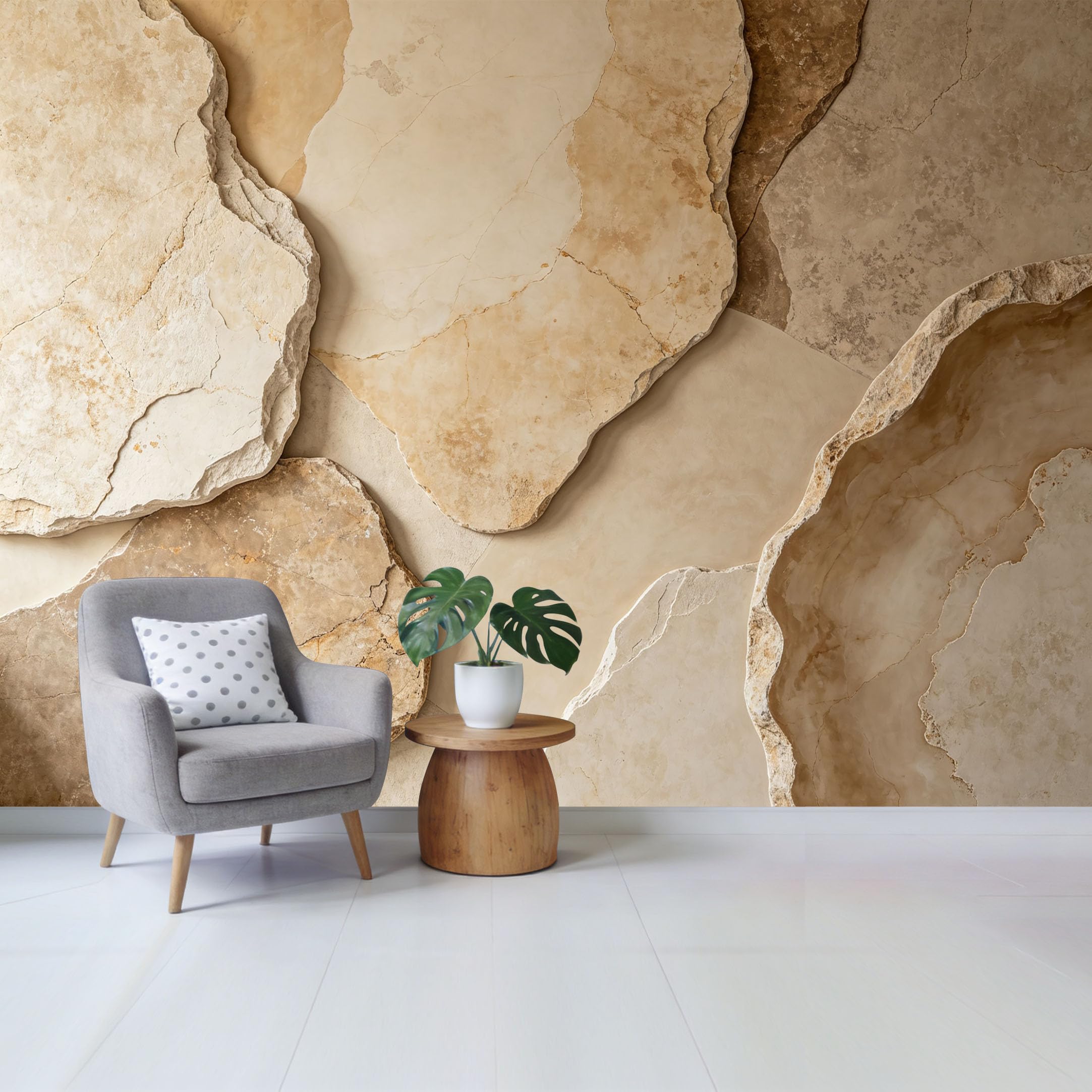 Qzlithotic Yq2605250057 Custom Size Wall Mural Natural Beige Stone Slabs Textured 3D Rock Surface Selfadhesive Wall Fabric Removable Wallpaper For Home Office Decor