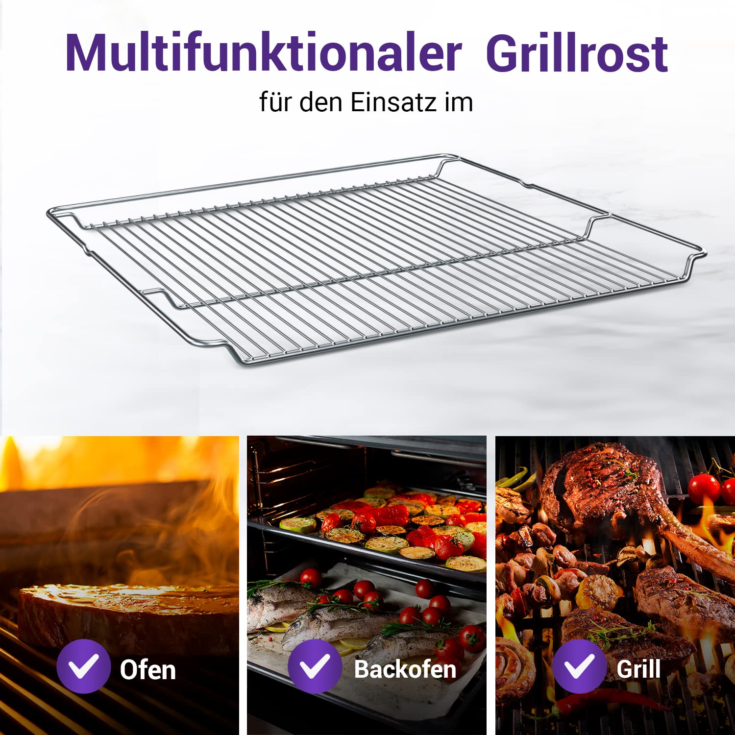 Viоks.pro Gitterrost für Backofen 465x375mm Ersatz für Bosch 00574876 HEZ334000 - Backofen Rost/Grillrost Edelstahl - Bosch Backofen Zubehör
