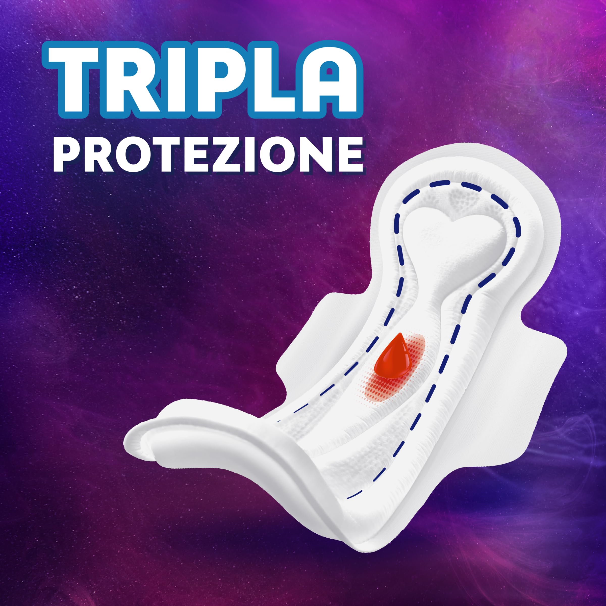 Nuvenia - Assorbente Sottile Notte con Ali - Superficie Morbida e Controllo Odori - Confezione da 20 Assorbenti