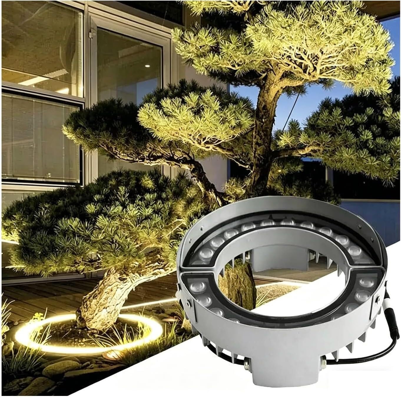 Lampki choinkowe pierścieniowe DC 24 V do ogrodu Patio Yard Świąteczny wystrój(Warm White)