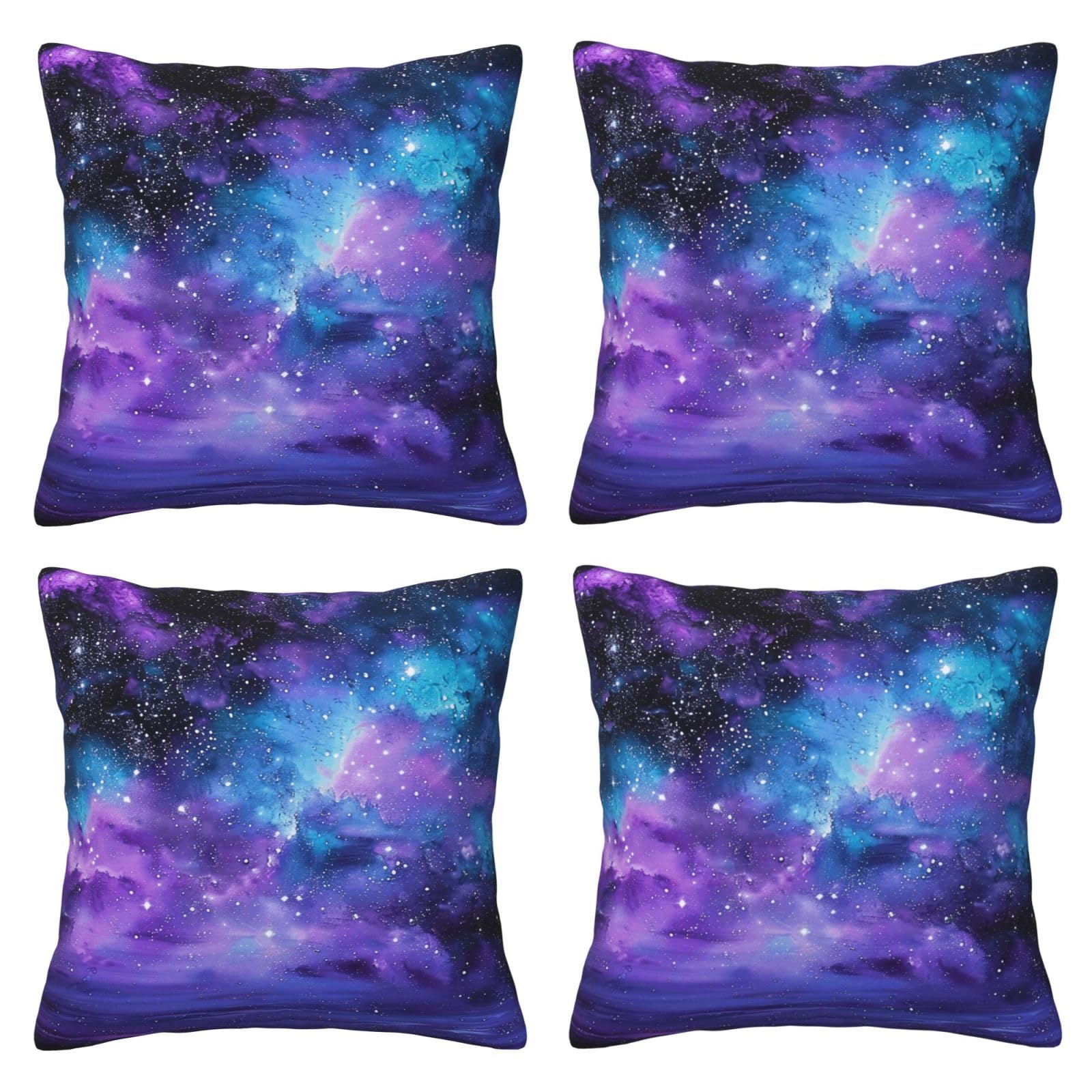 Space colorful clouds Throw Pillow Cases 4 Pack Square Pillowcases Super Soft Pillow Protectors With Zipper for Couch Livingroom Sofa Bed Office Car,30x30 CM