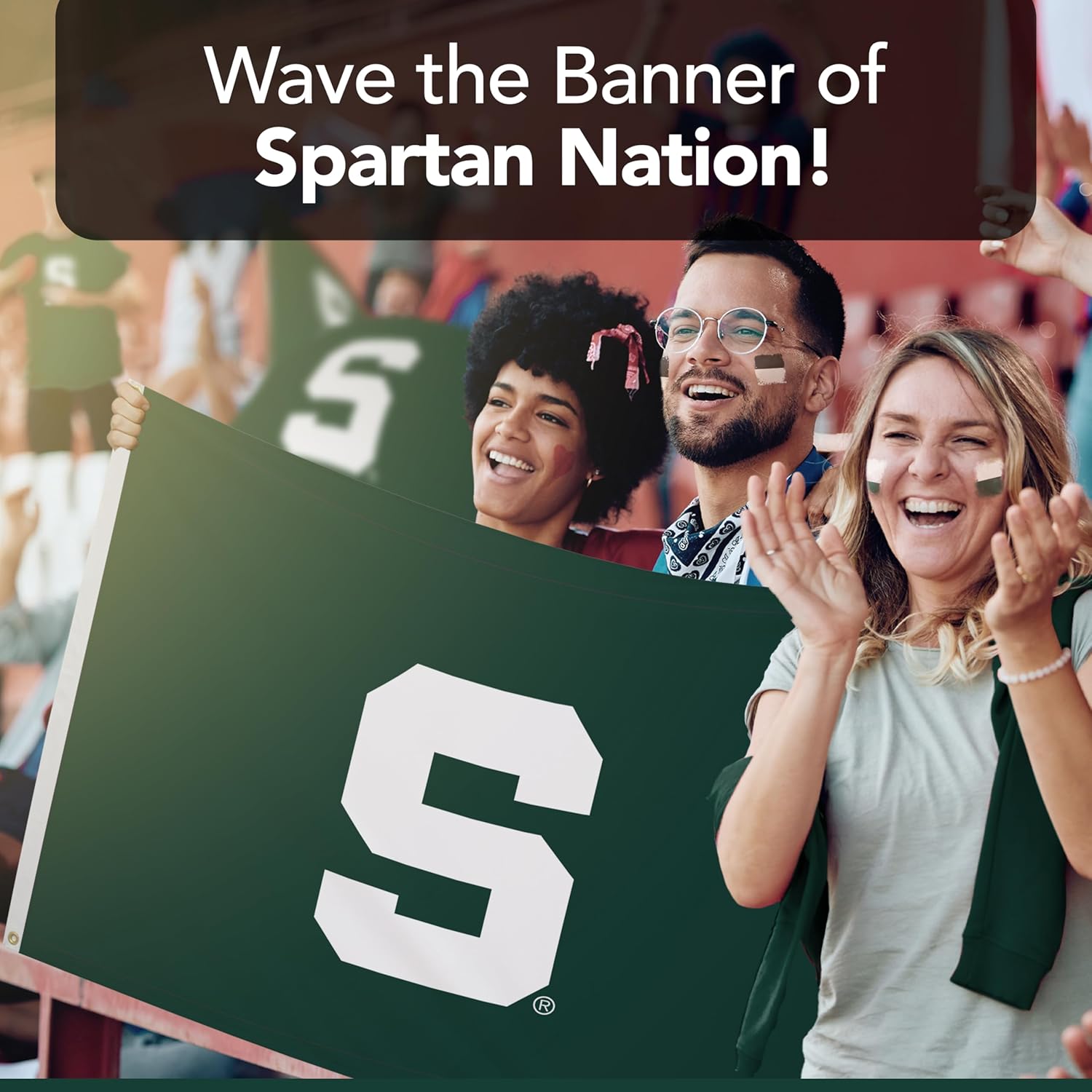 Michigan State Spartans College Sports Printed Flag - NCAA Licensed - Nylon - School Banner (Green, White) (3' x 5') - Image 7