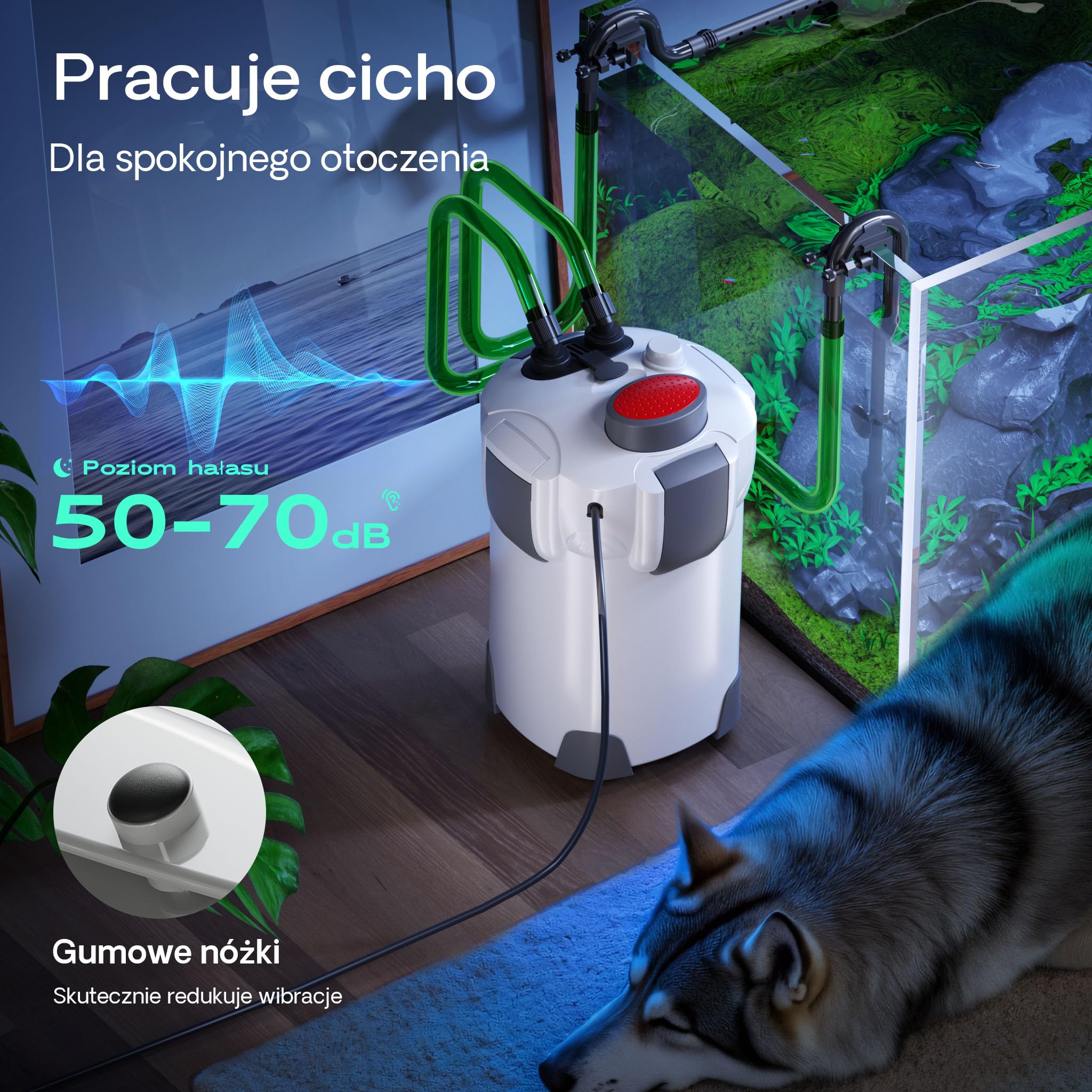 SunSun HW-304 Filtr zewnętrzny do akwarium 55W 2000l/h z 4-stopniową filtracją komorową i filtrem UV