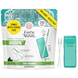 GuruNanda 2-in-1 QuickPik Toothpick & Interdental Pick – Soft Rubber Bristles for Plaque Removal & Improved Oral Care, Comes with a Travel Case for On-The-Go Use, 300 Ct